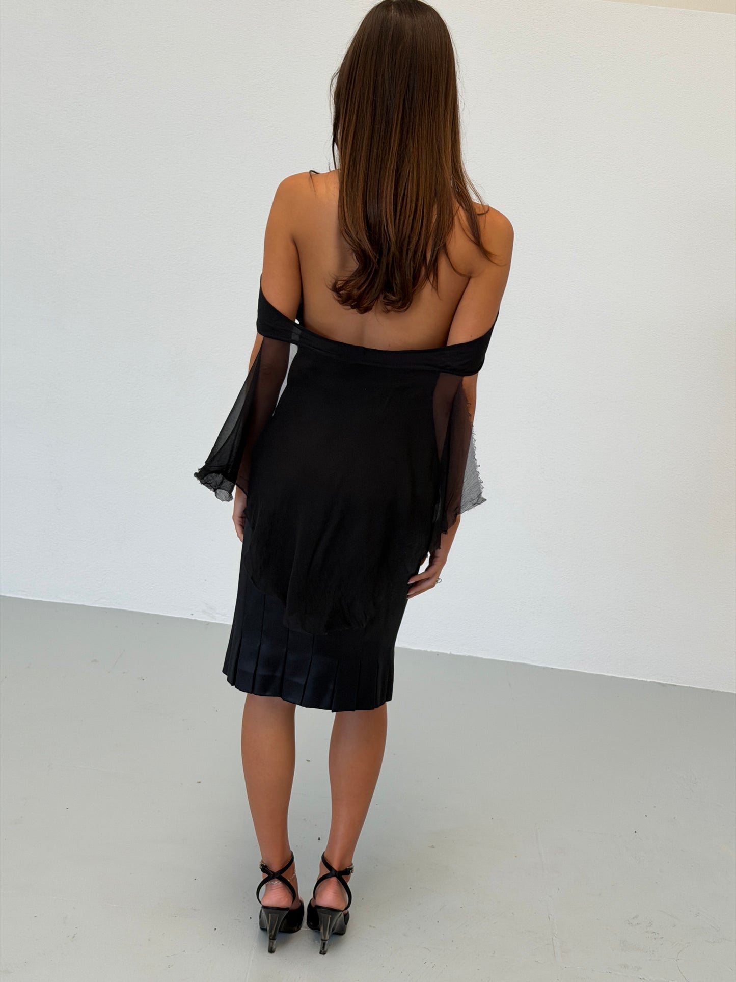 veronique branquinho 1990s black silk layered top