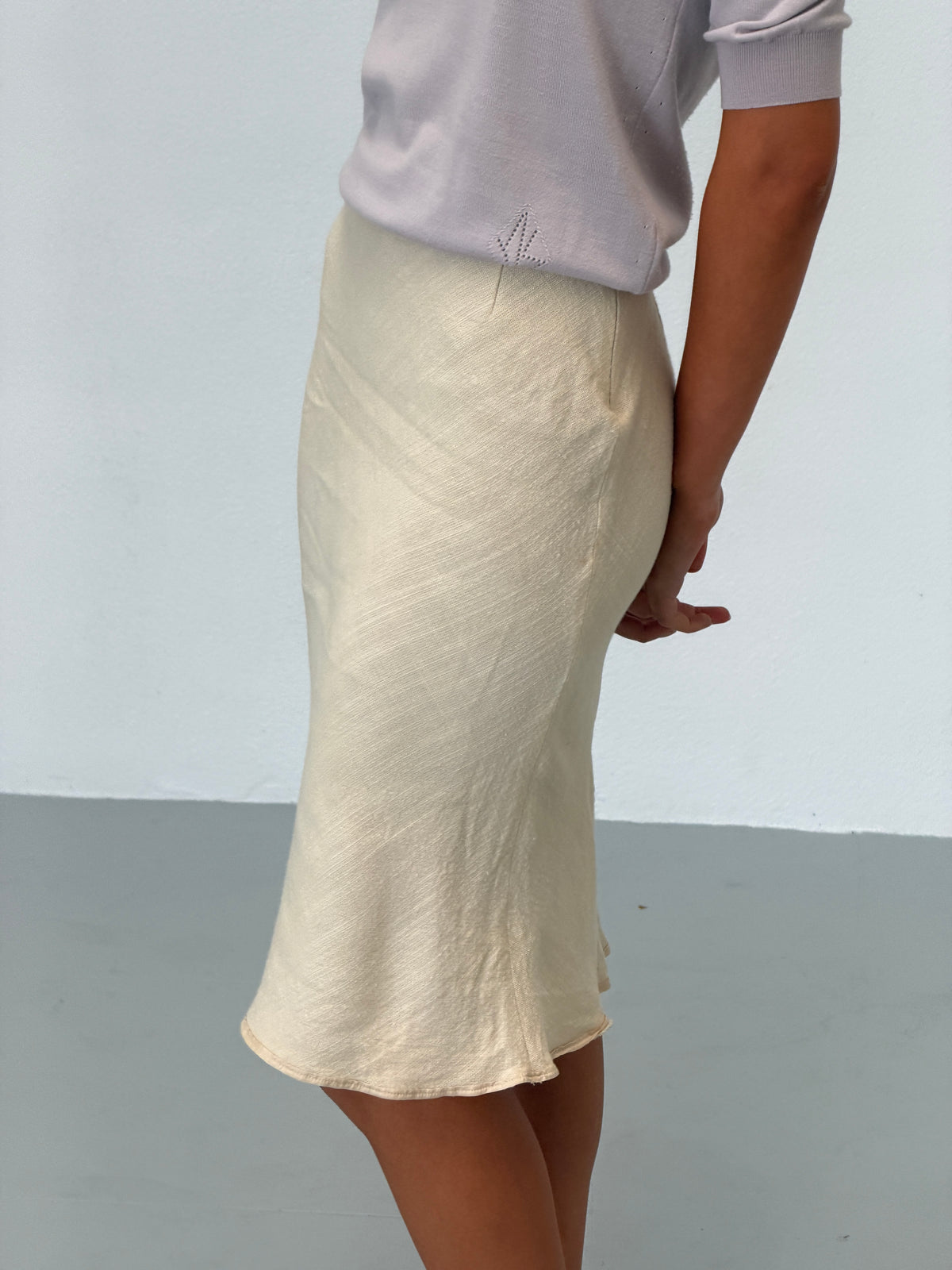 prada spring 1998 ivory midi skirt