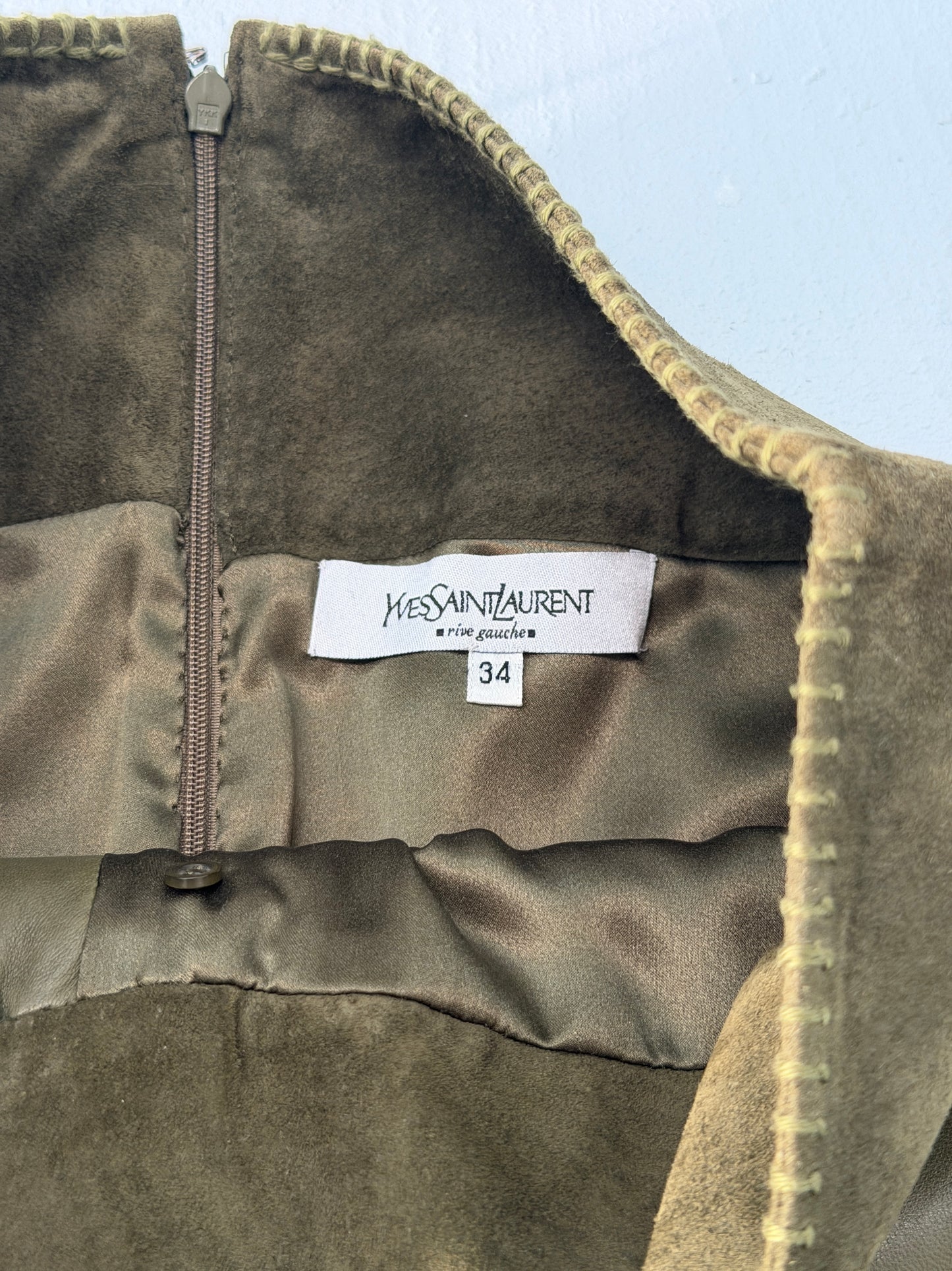 yves saint laurent by tom ford 2004 khaki leather skirt