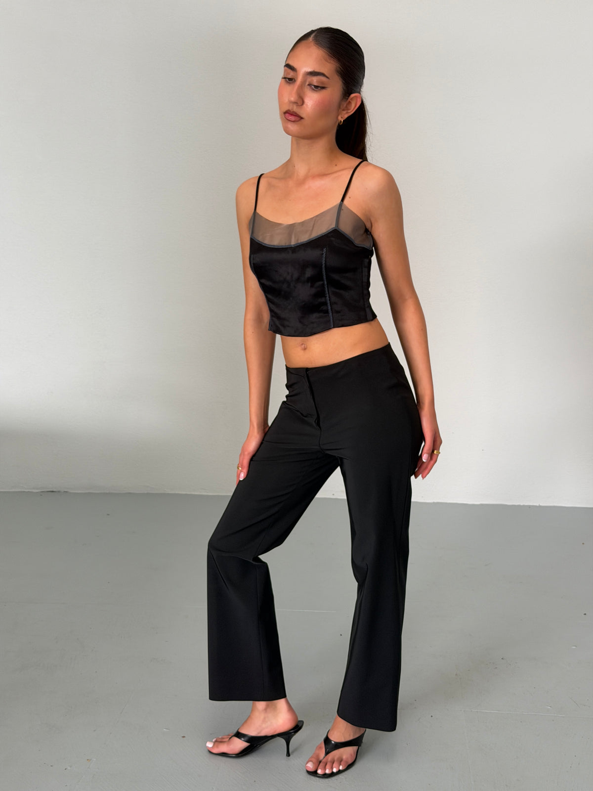 (rare) prada spring 1998 black silk pvc bustier top