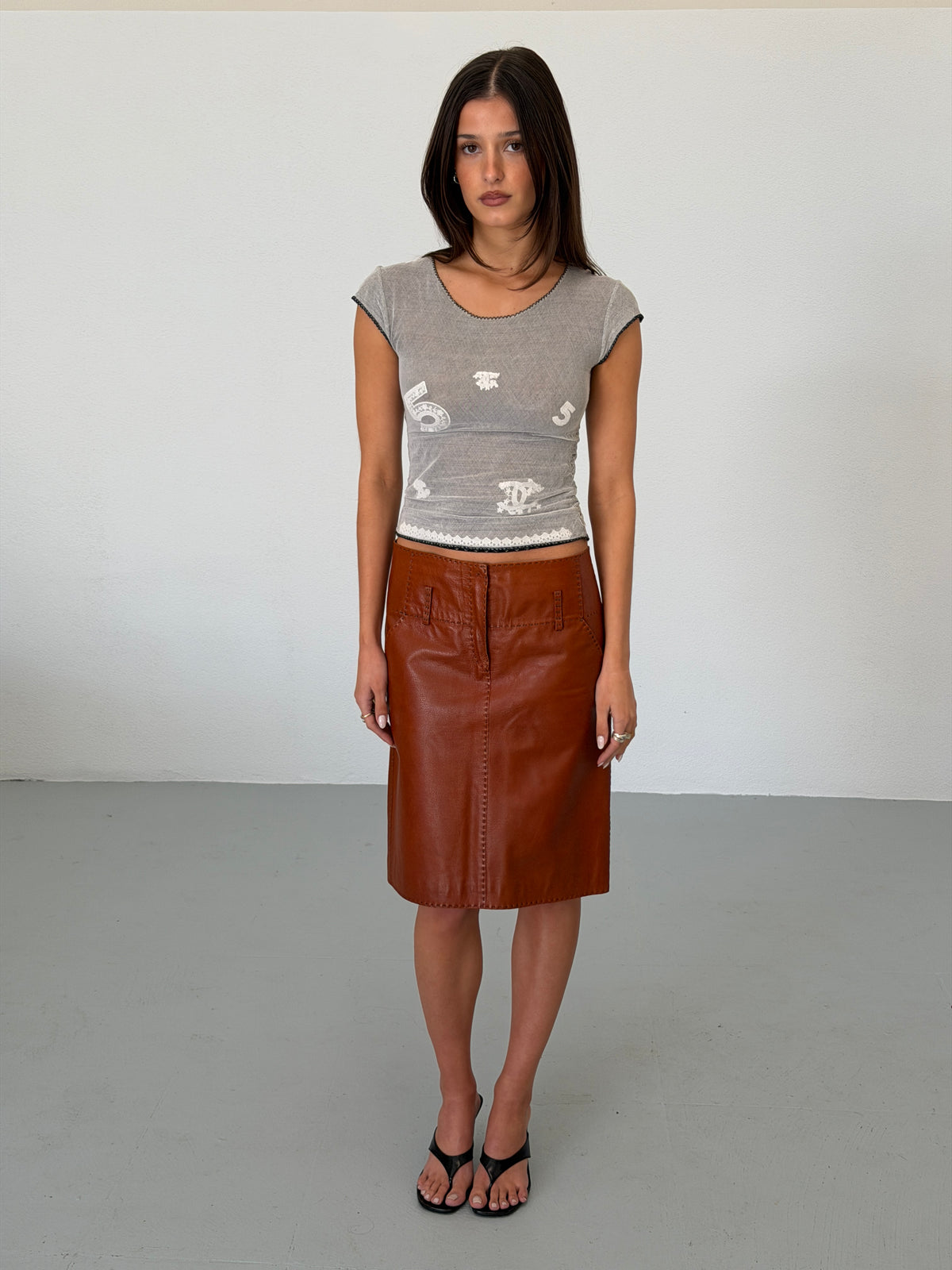 fendi fall 2003 brown leather skirt