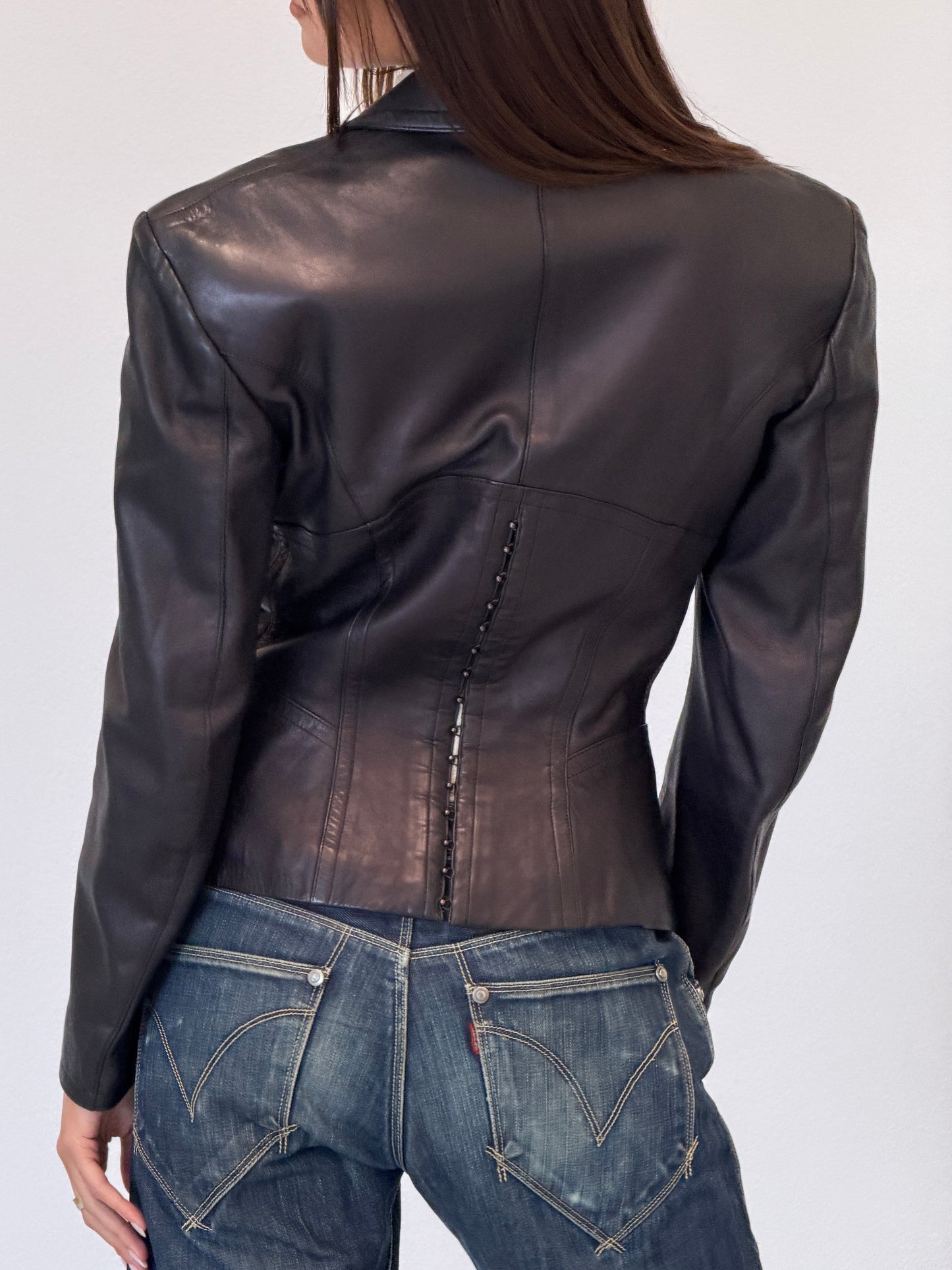 (permanent collection) alaïa fall 1987 corset leather jacket