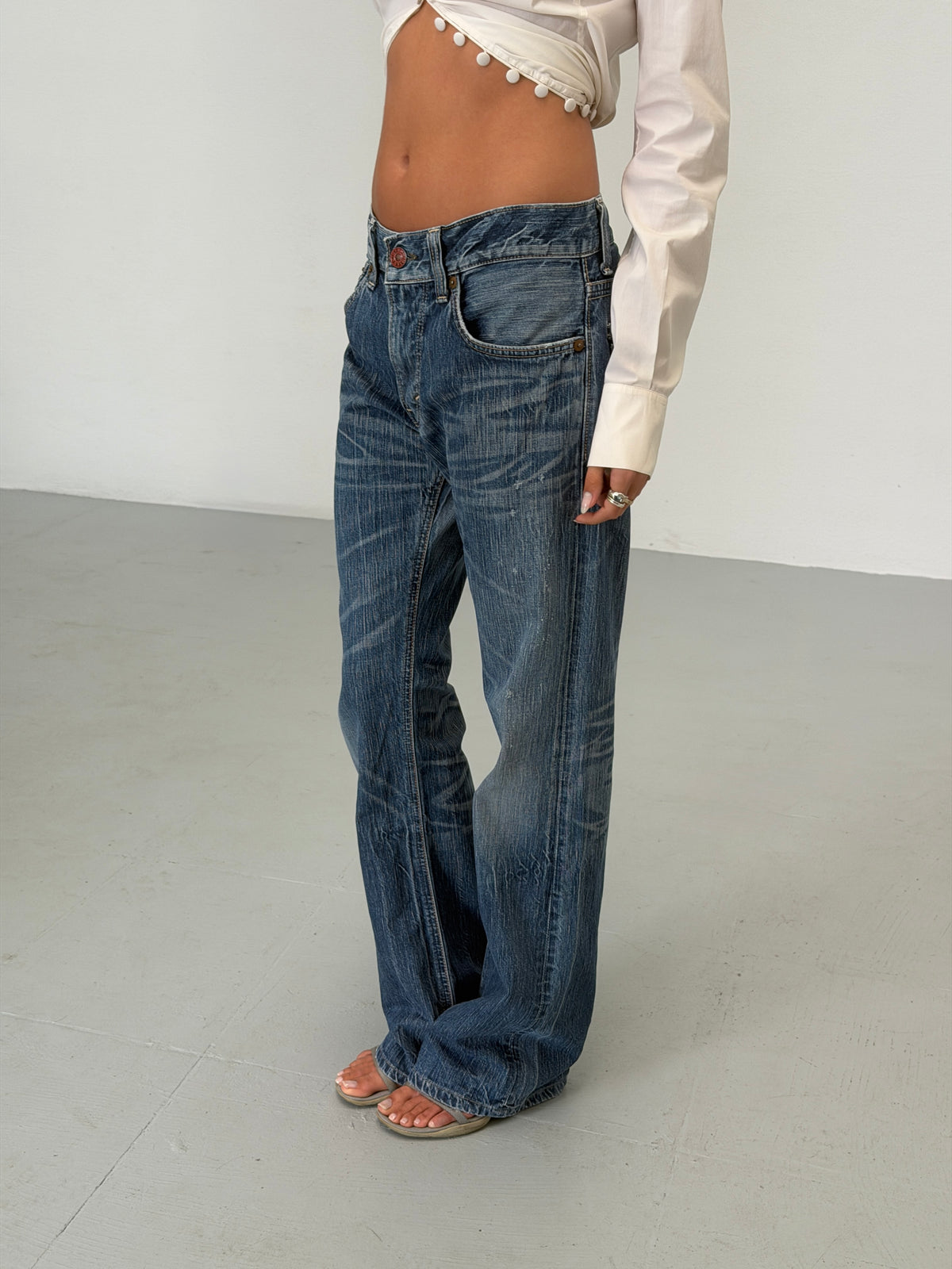 edwin 2000s 503 blue trip indigo flare jeans