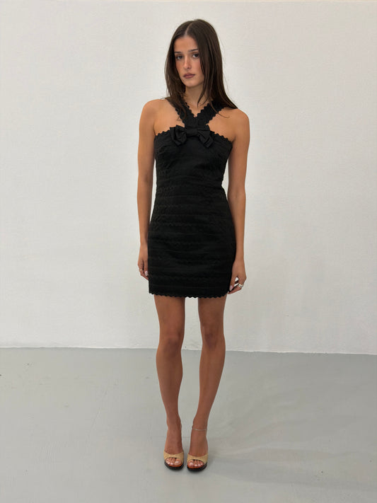 cooper st vintage black bow mini dress