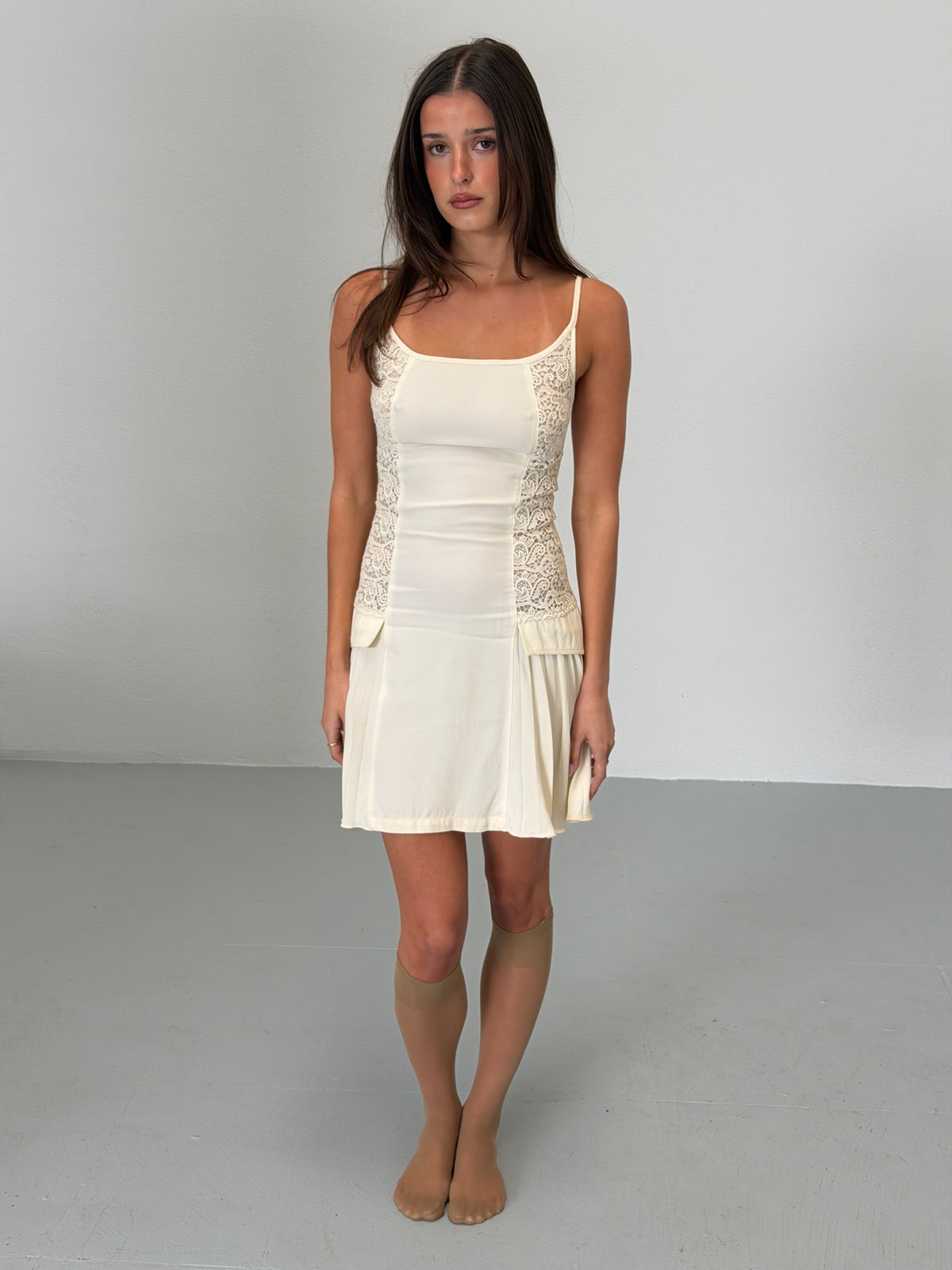 (archival) gianni versace couture spring 1994 ivory lace panel camisole dress