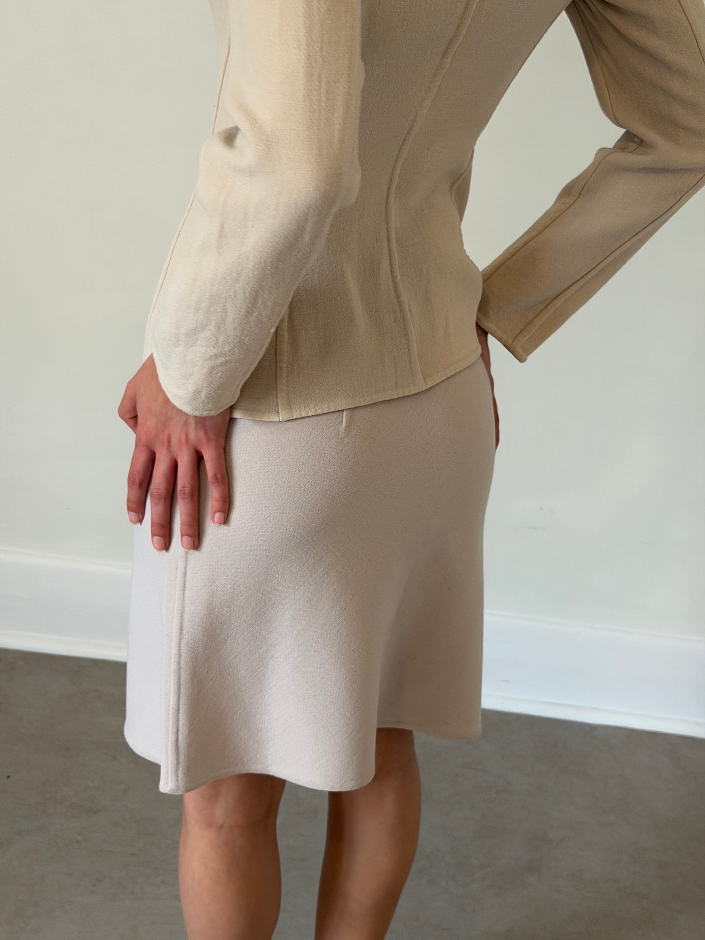 prada 90s beige asymmetrical skirt
