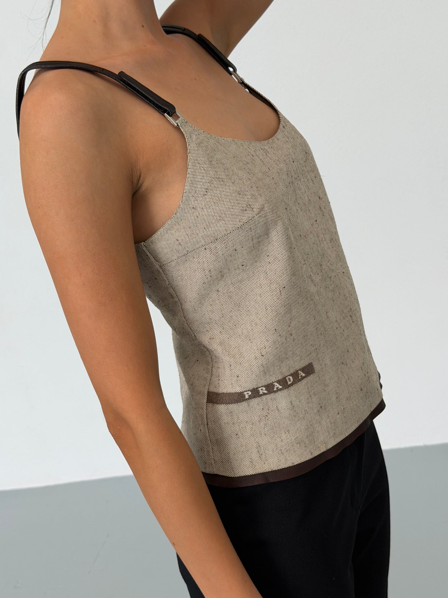 (reserved) prada spring 1999 runway linen top