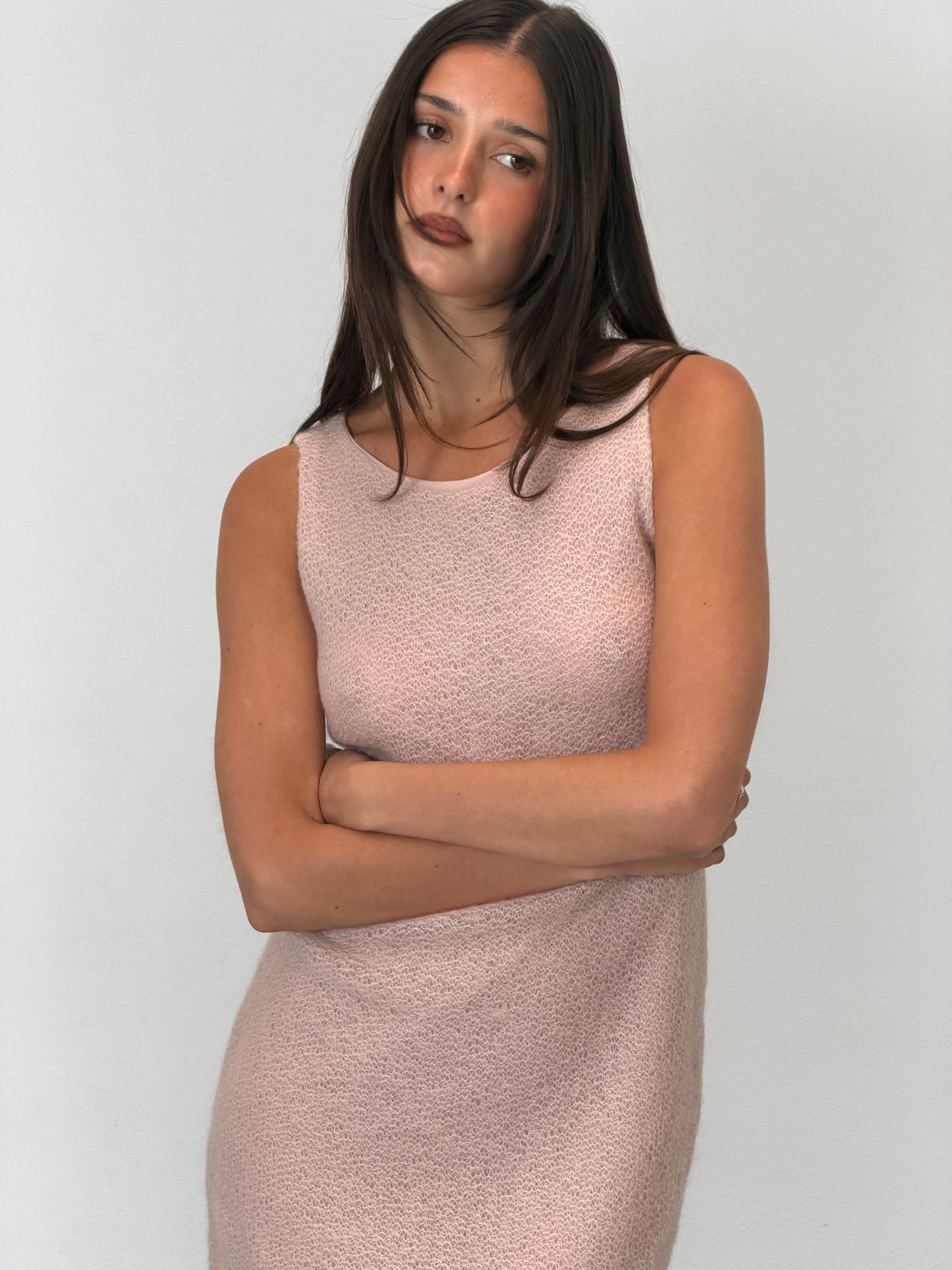 gianfranco ferre 1980s pink mohair knit dress