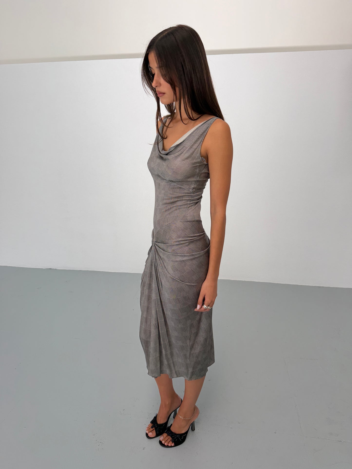 (rare) christian dior spring summer 1999 draped check dress