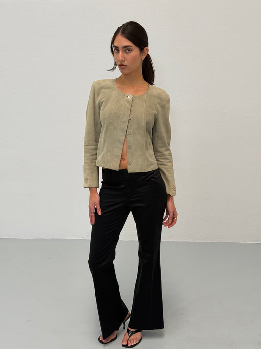 (rare) chanel cruise 2003 pale green suede jacket