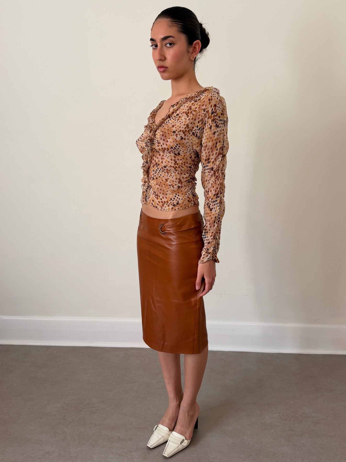 yves saint laurent fall 2002 by tom ford leather skirt