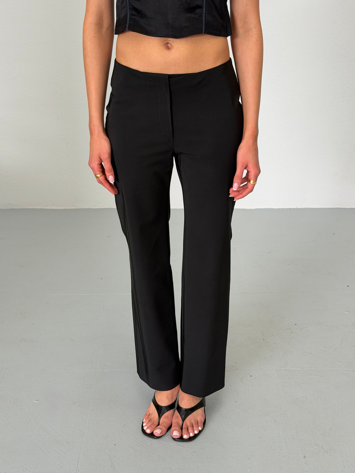 (reserved) prada 1990s black stretch straight-leg pants