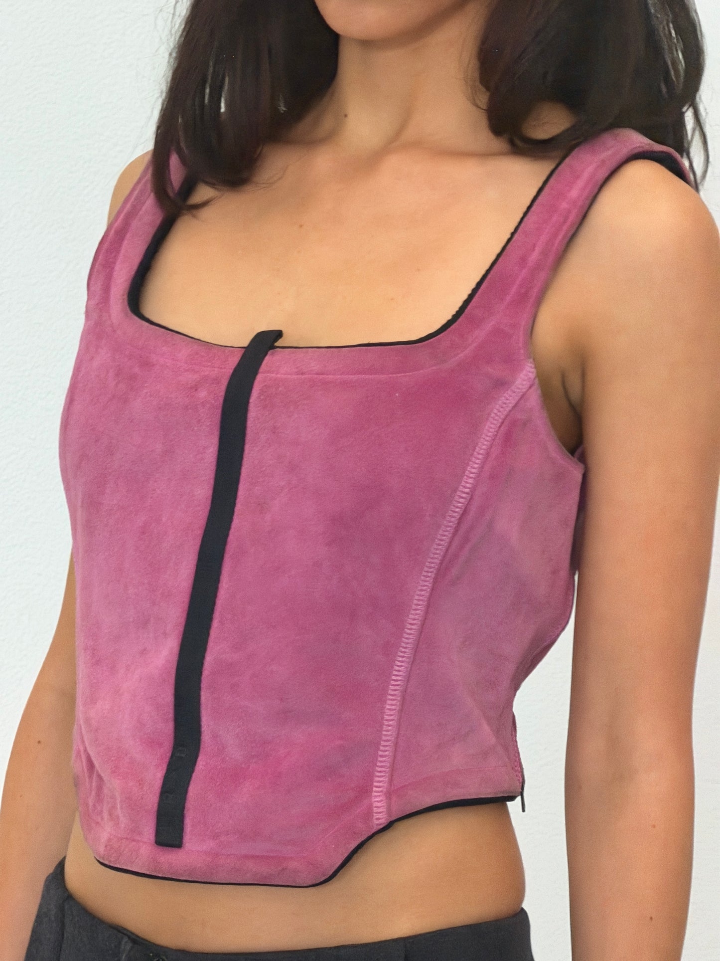 (rare) prada fall winter 1999 suede corset