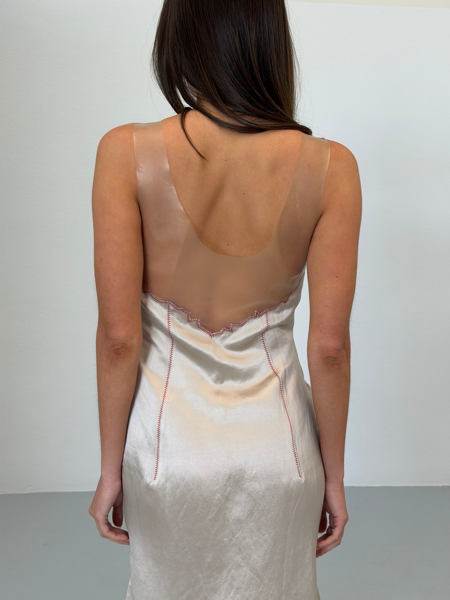 (rare) prada spring summer 1998 runway silk latex midi dress