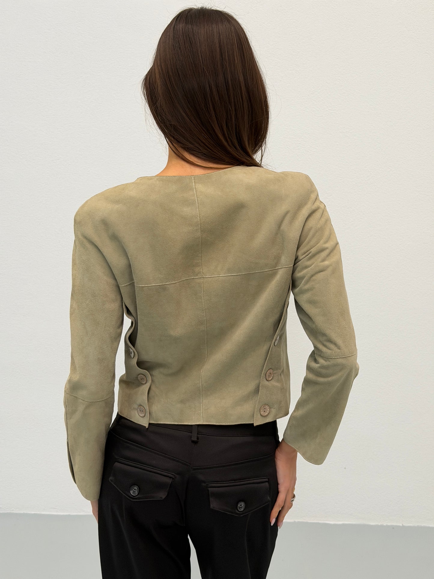 (rare) chanel cruise 2003 pale green suede jacket