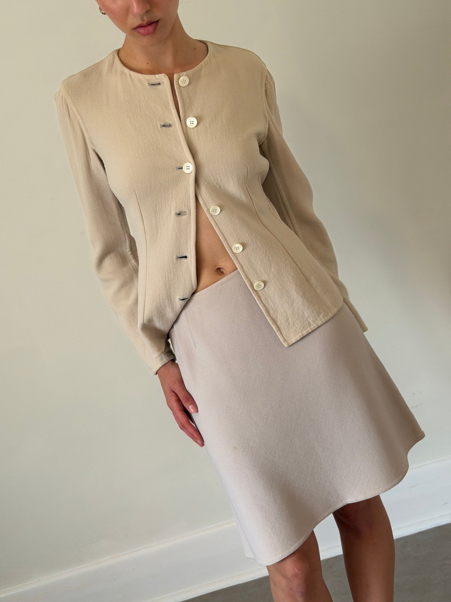 prada 90s beige asymmetrical skirt