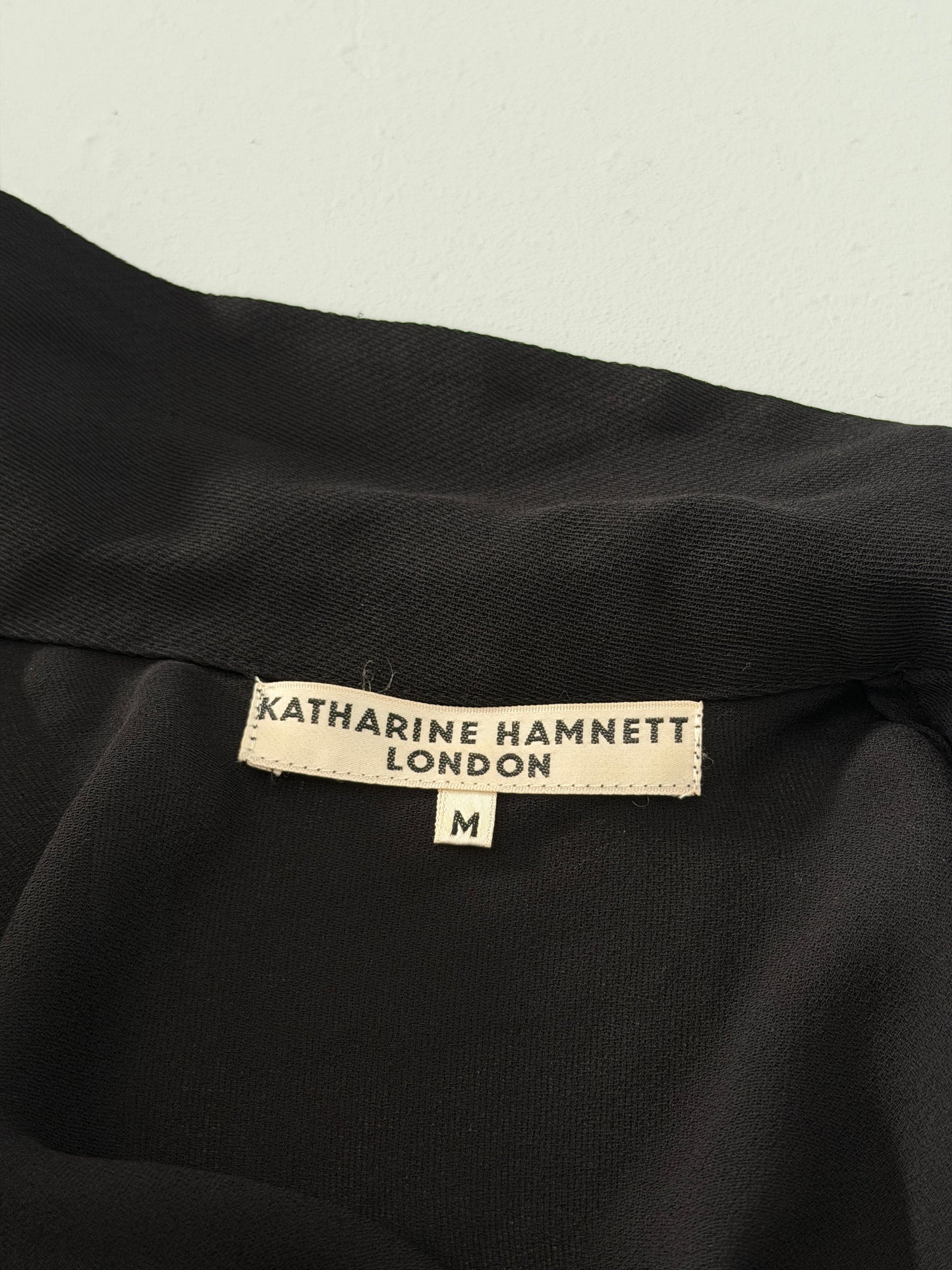 katharine hammett 1980s black wrap blouse
