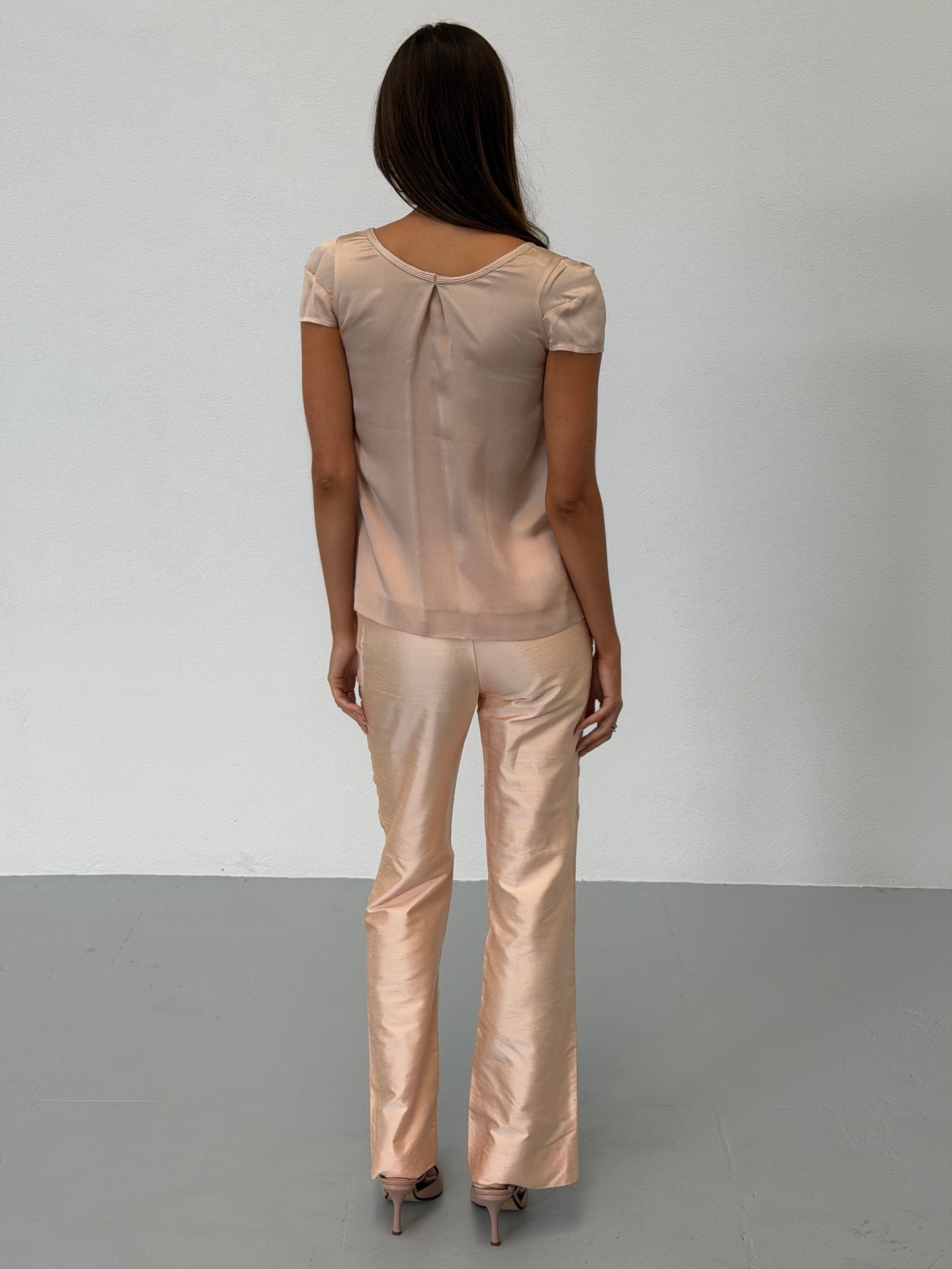(rare) alberta ferretti blush pink silk blouse