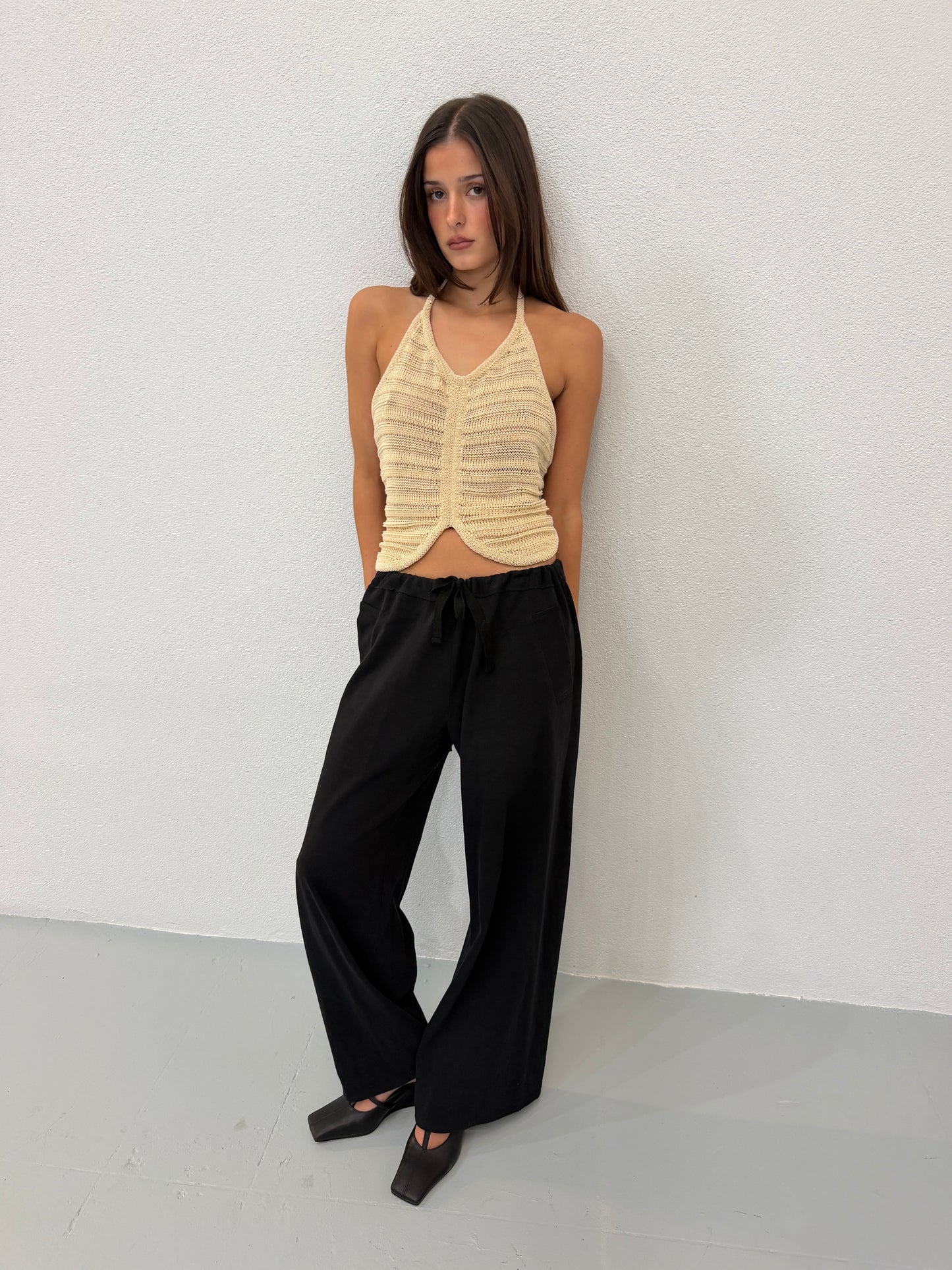 (reserved) y's by yohji yamamoto wool gathered trousers