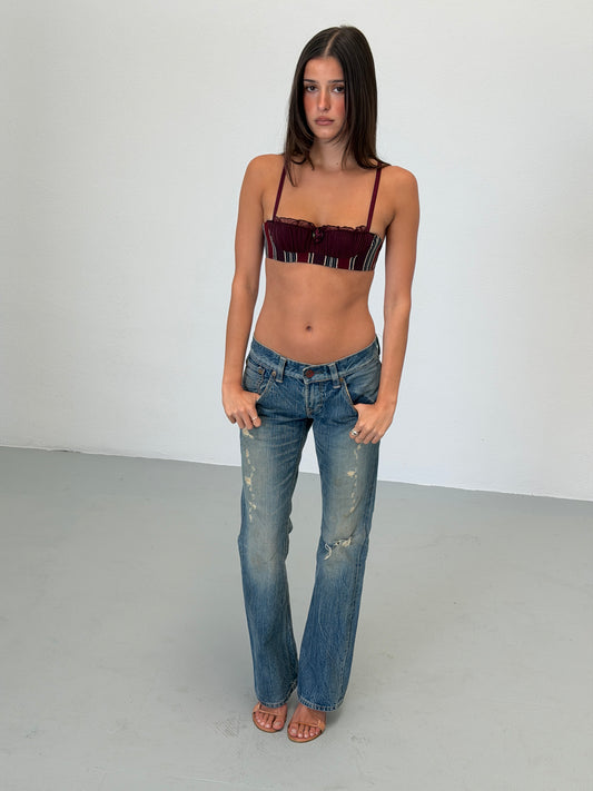 chantal thomass 1990s rose striped balconette bra