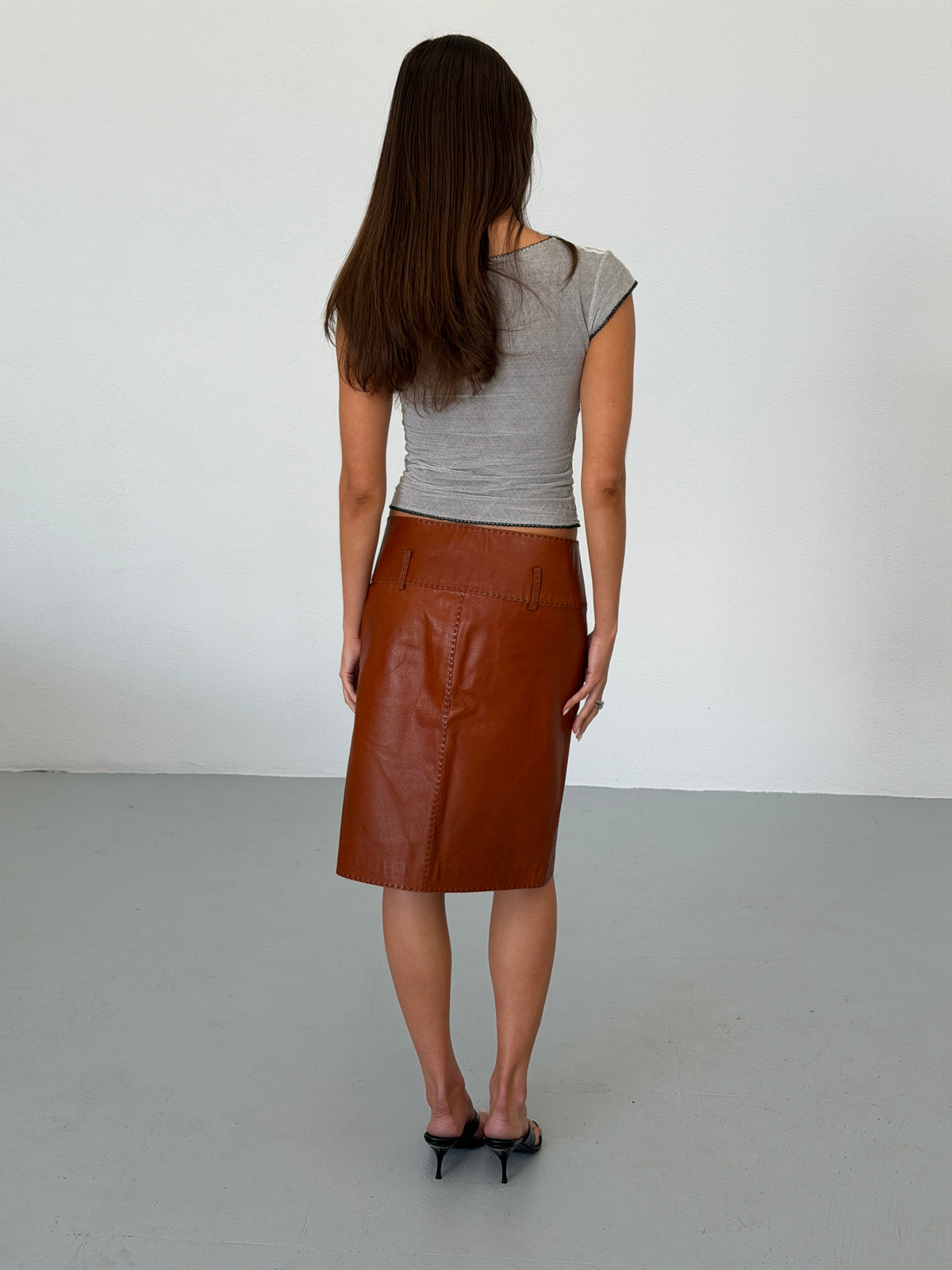 fendi fall 2003 brown leather skirt