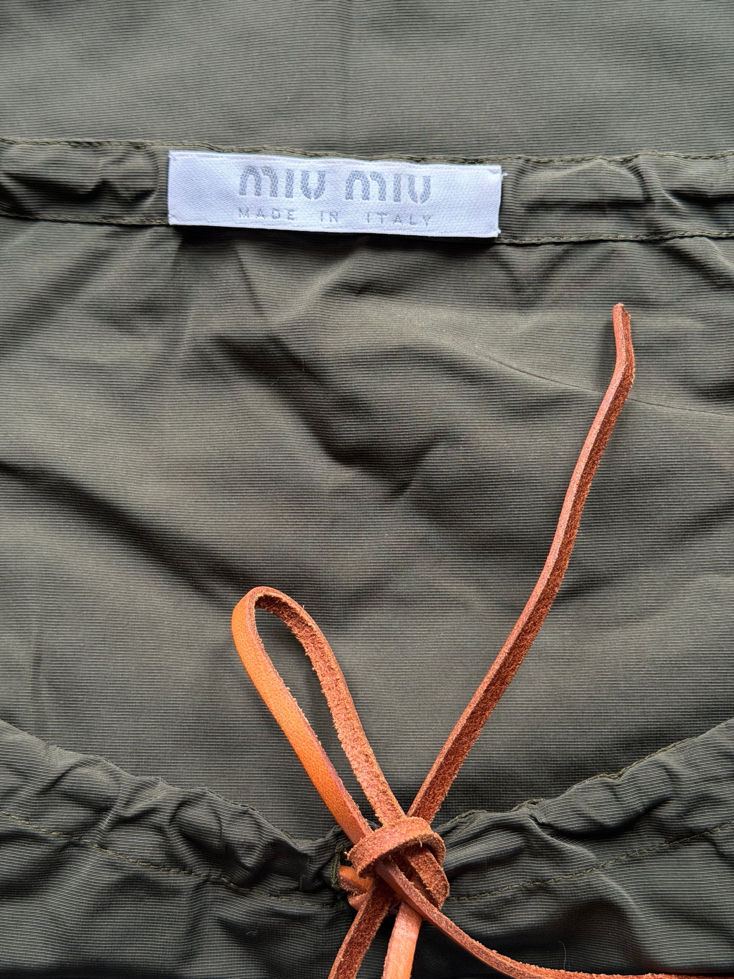 (rare) miu miu spring summer 1999 khaki nylon top