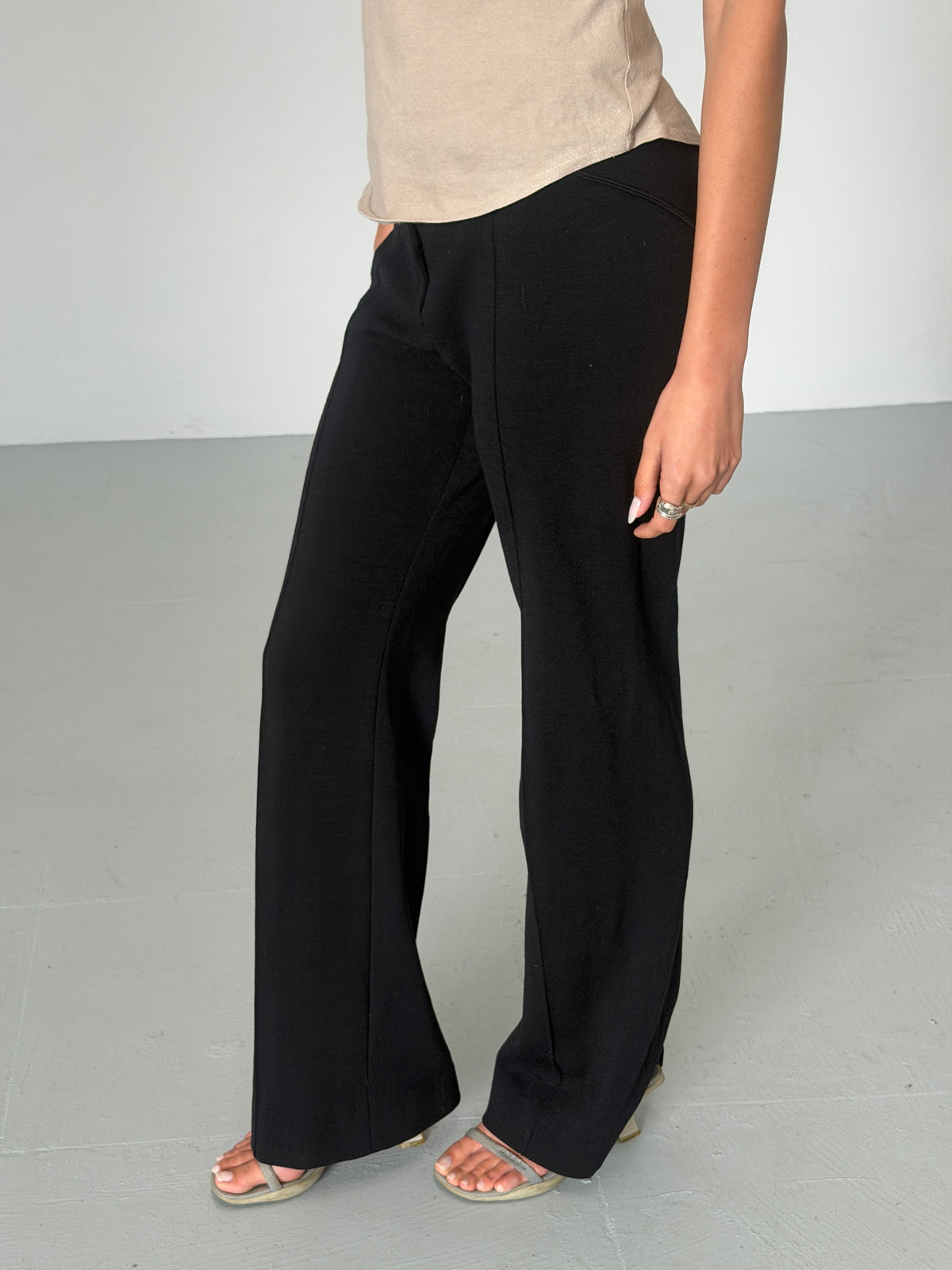 gianni versace couture 1990s black wool flared trousers