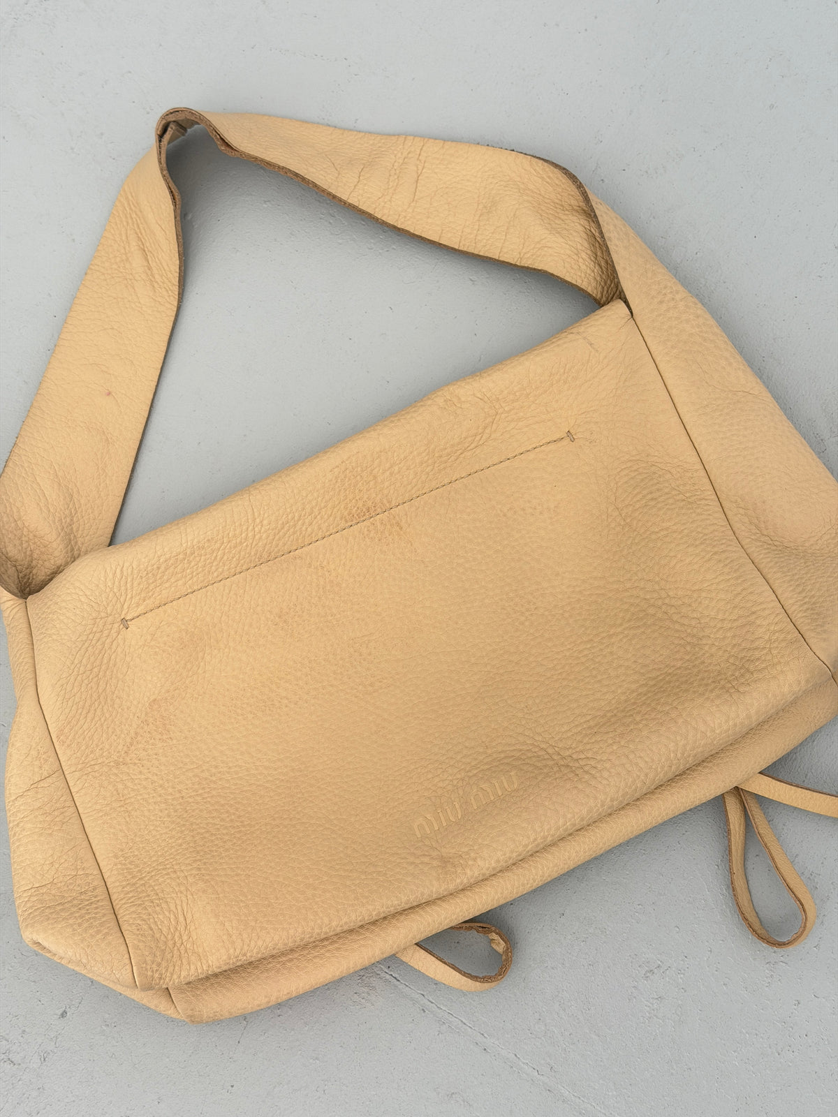 miu miu 2000s vintage ivory leather ribbon shoulder bag
