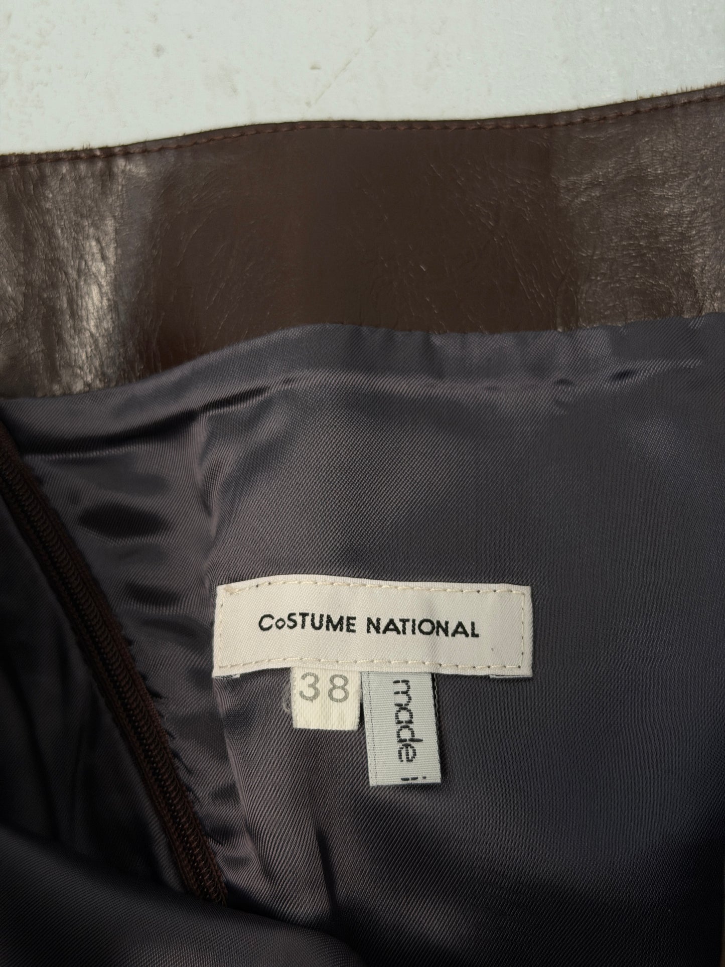 costume national 1990s brown leather skirt