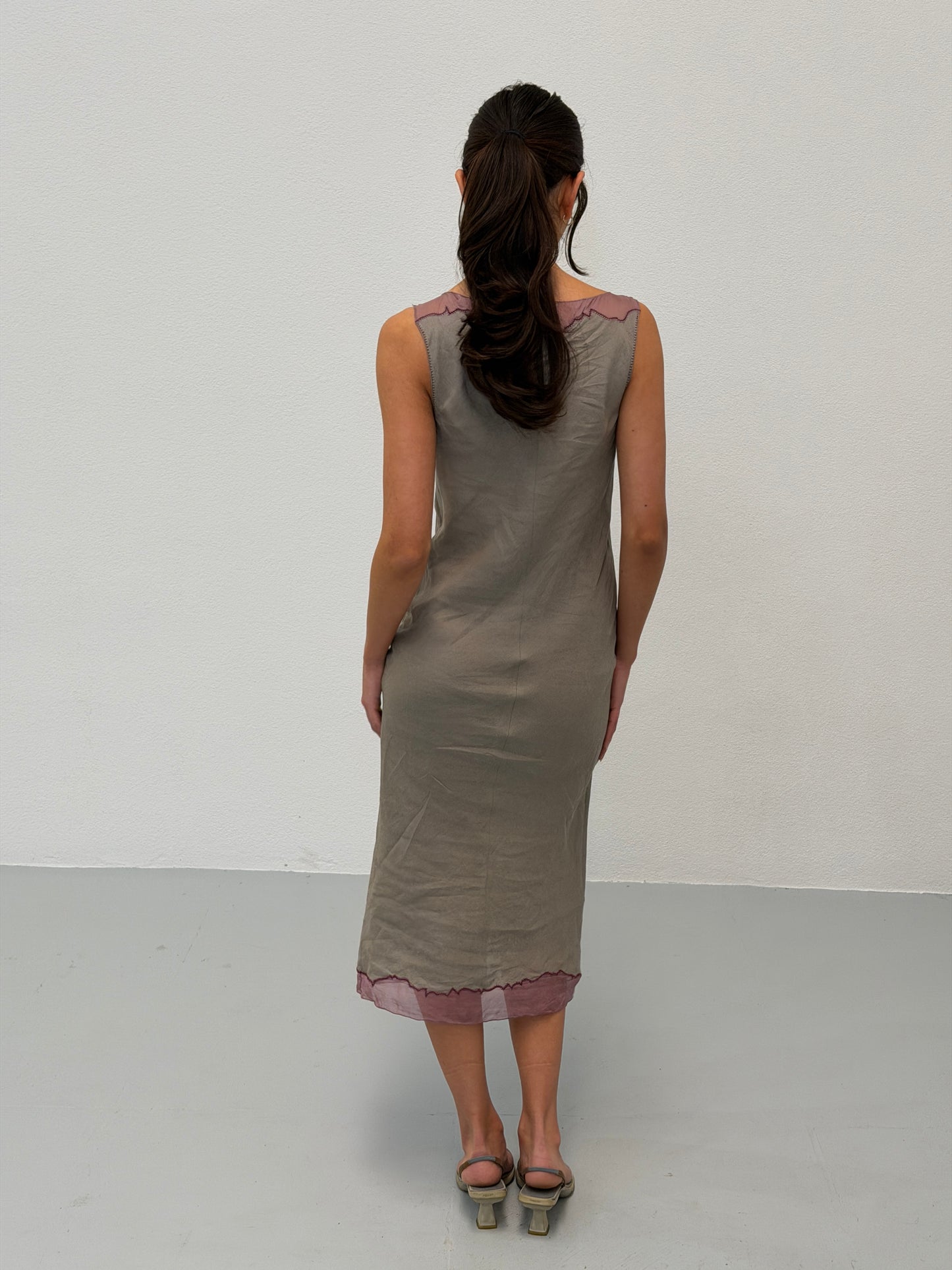 prada spring 1998 lavender trim dress