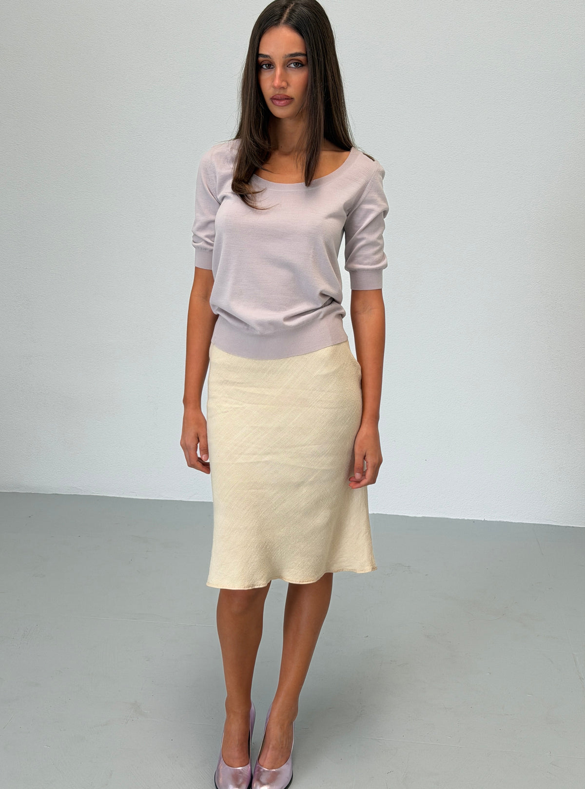 prada spring 1998 ivory midi skirt