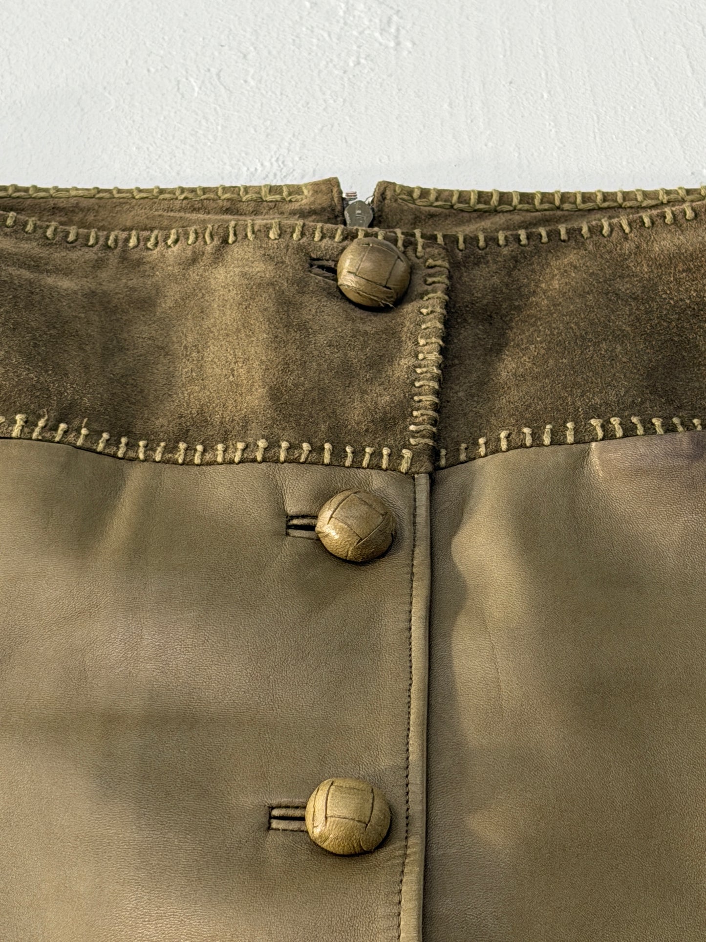 yves saint laurent by tom ford 2004 khaki leather skirt