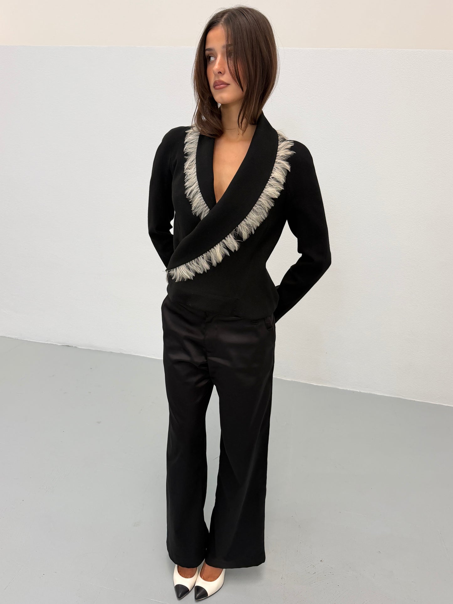 (rare) john galliano fall 1999 runway black feathered jacket