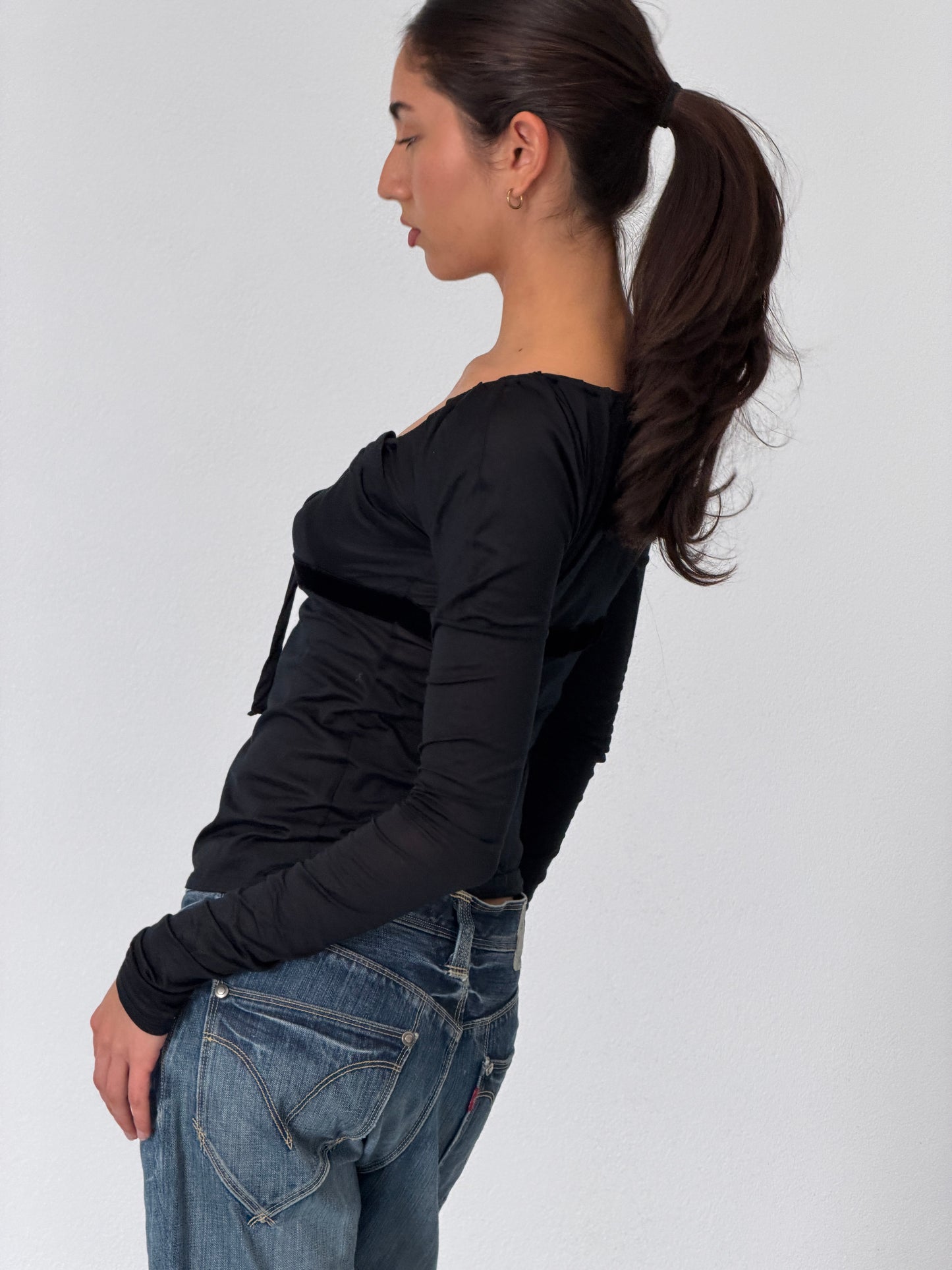 gucci 2000s black long sleeve top