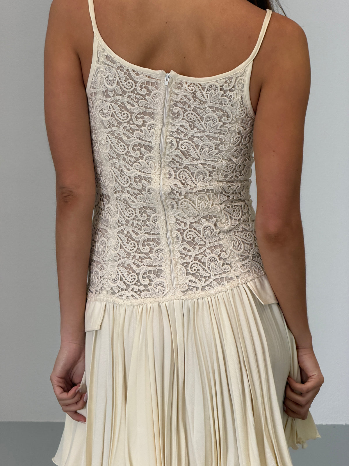 (archival) gianni versace couture spring 1994 ivory lace panel camisole dress