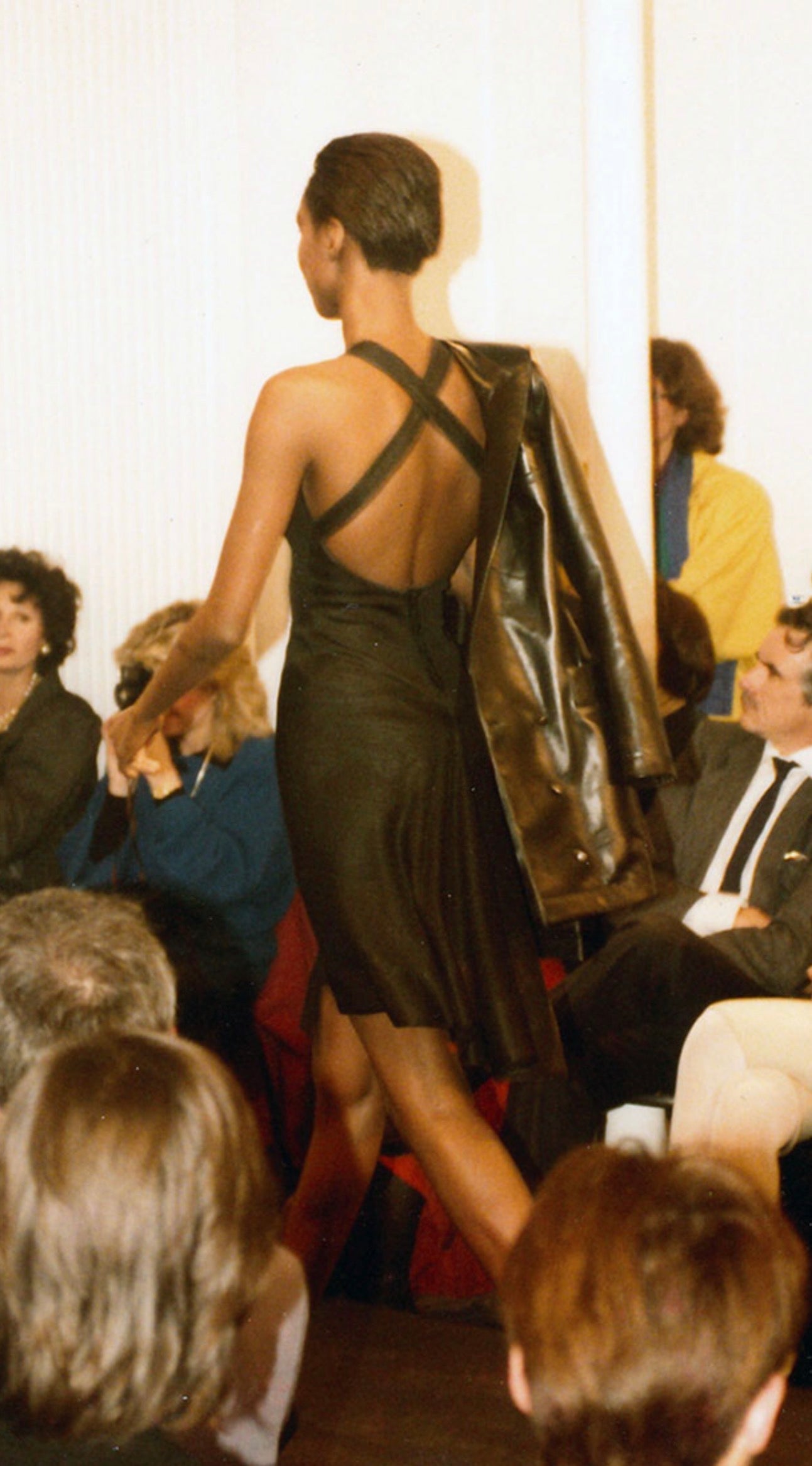 (rare) alaïa spring 1986 black sheer panel criss-cross dress
