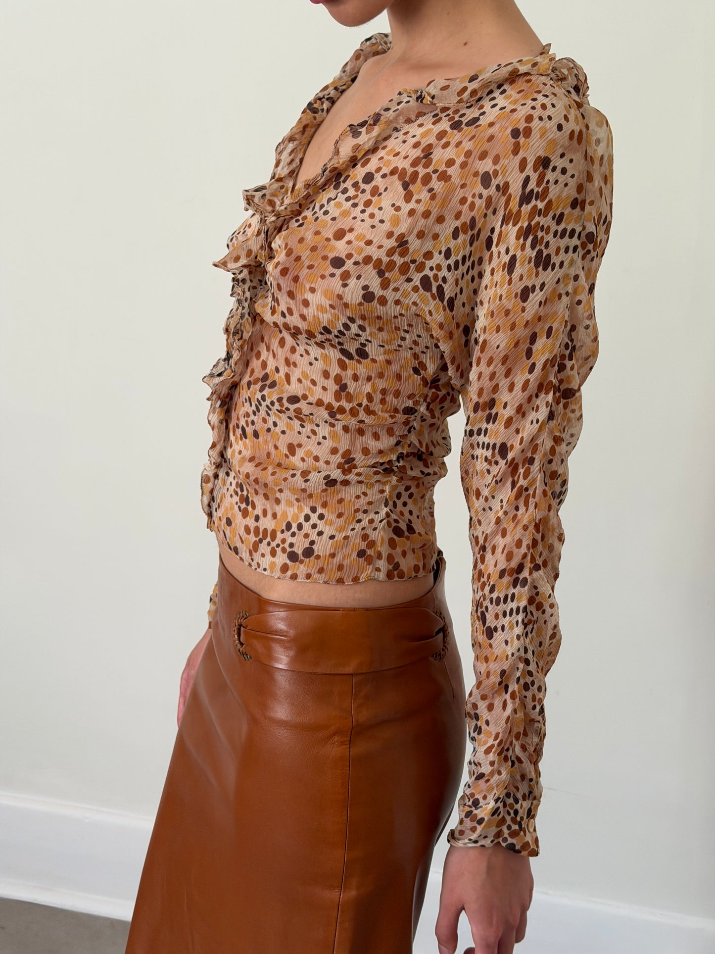 prada spring 2000 polka dot sheer ruffle top