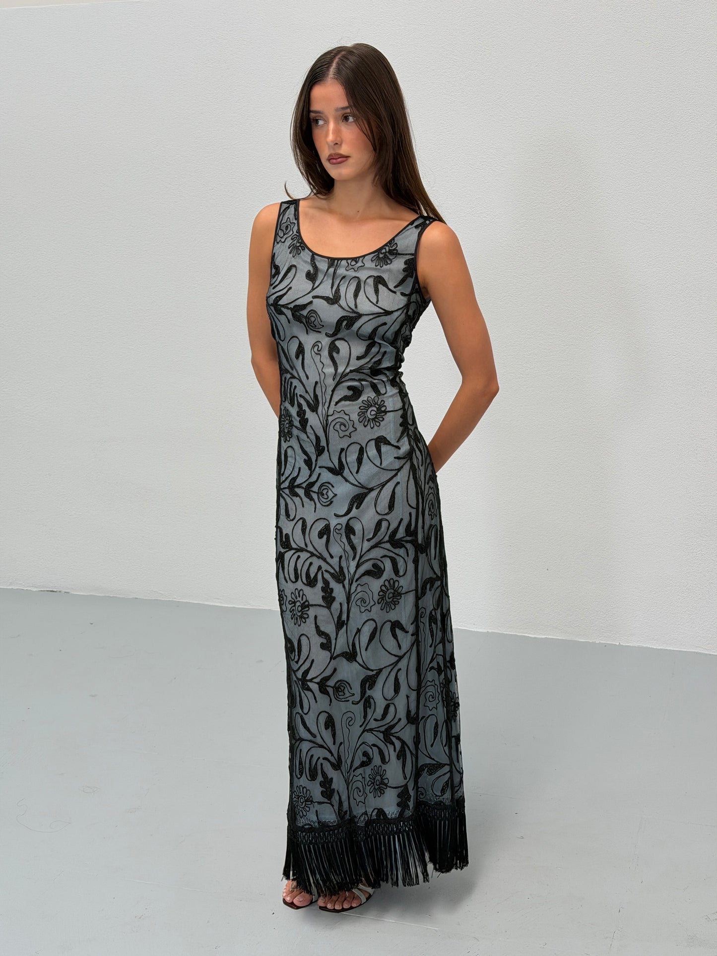 (rare) emporio armani spring 1997 runway embroidered gown