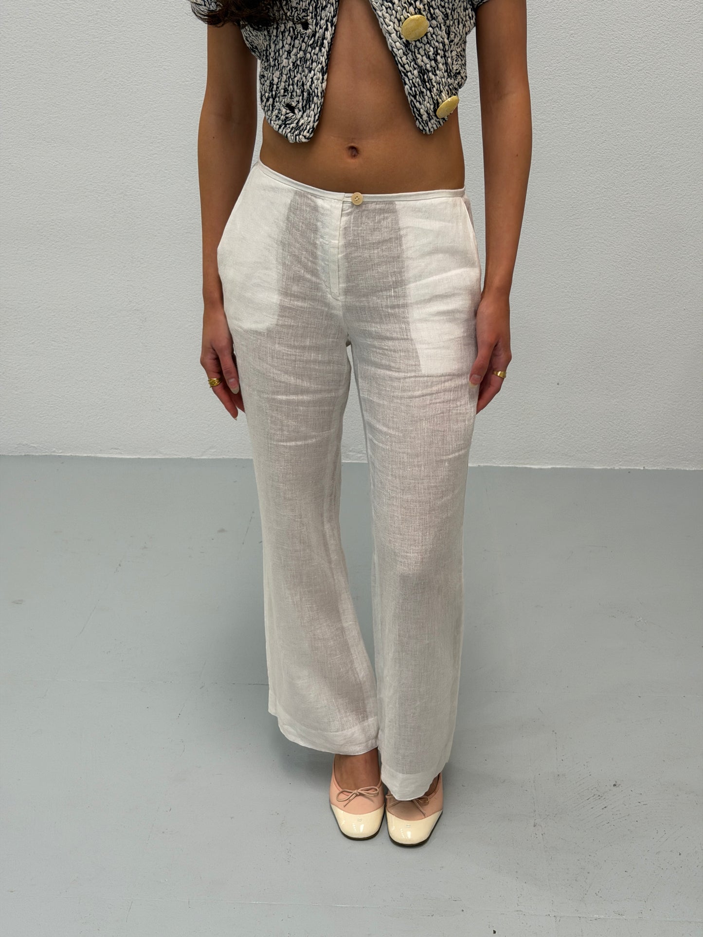 miu miu spring summer 1997 white sheer trousers