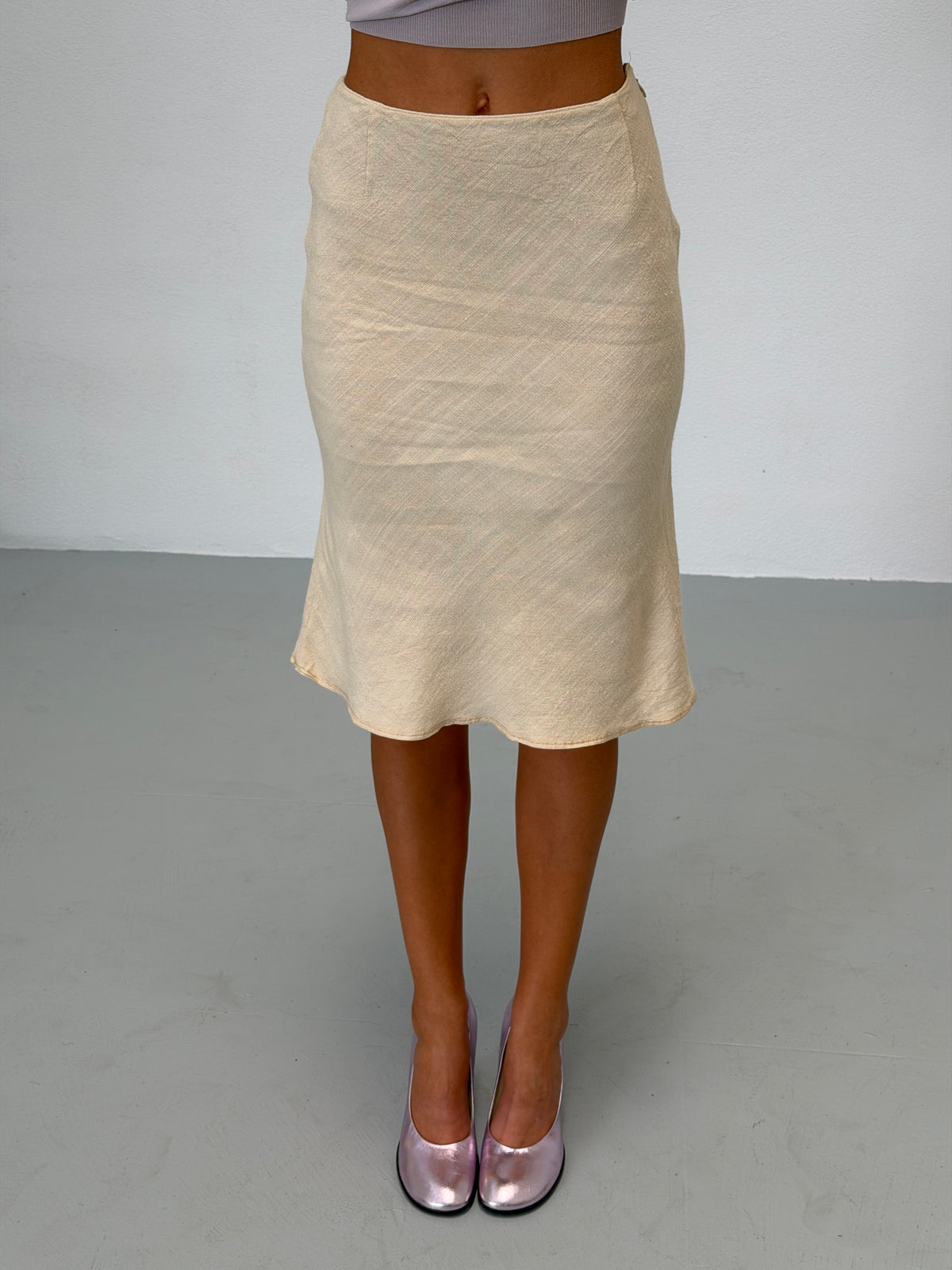 prada spring 1998 ivory midi skirt