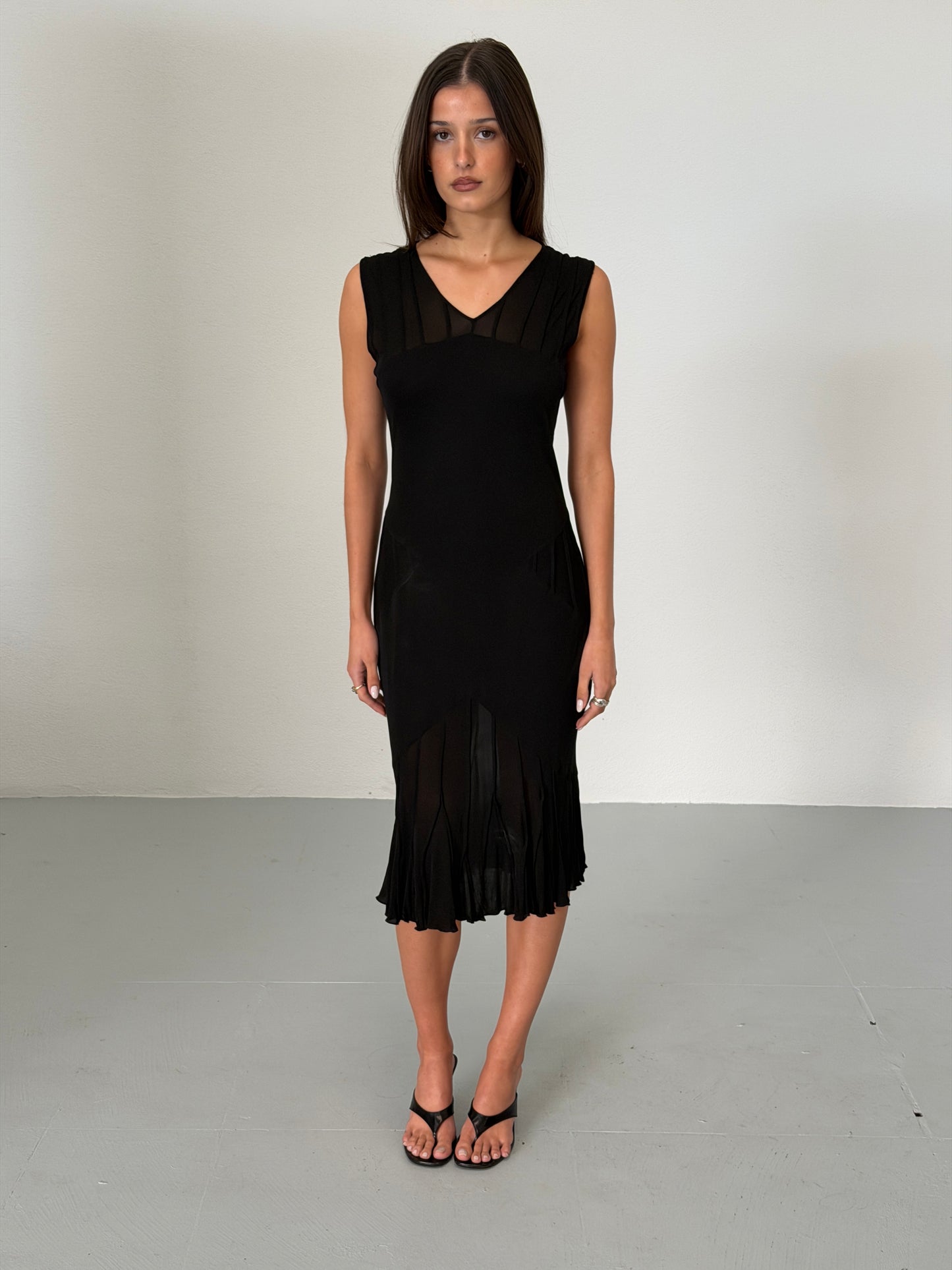 yves saint laurent spring summer 2003 black midi dress