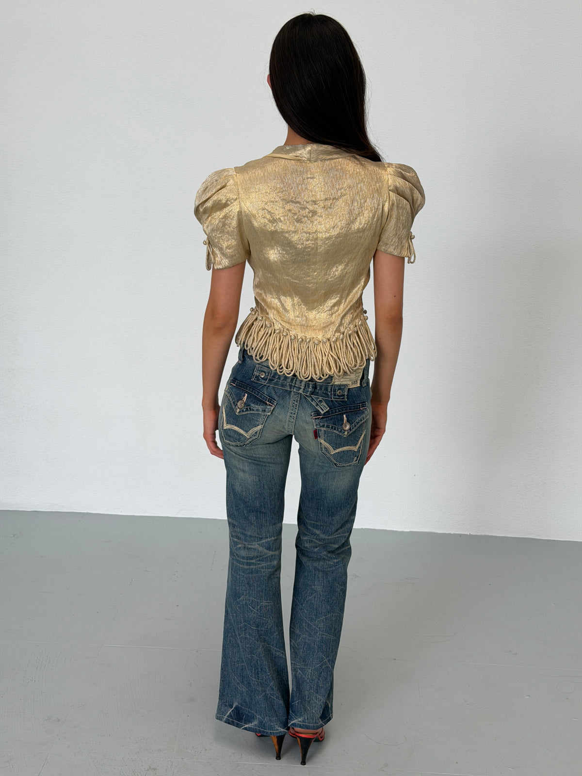 (archival) louis vuitton spring 2004 runway metallic top