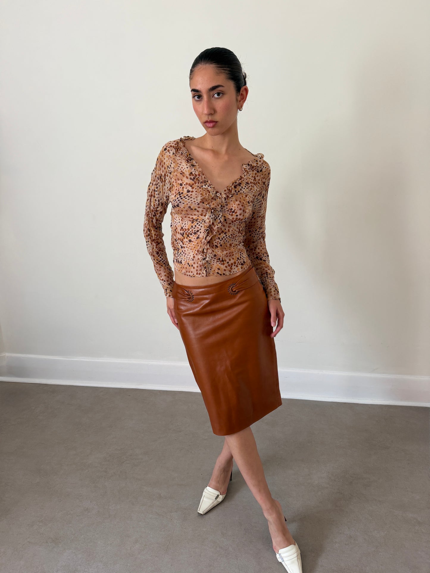 yves saint laurent fall 2002 by tom ford leather skirt