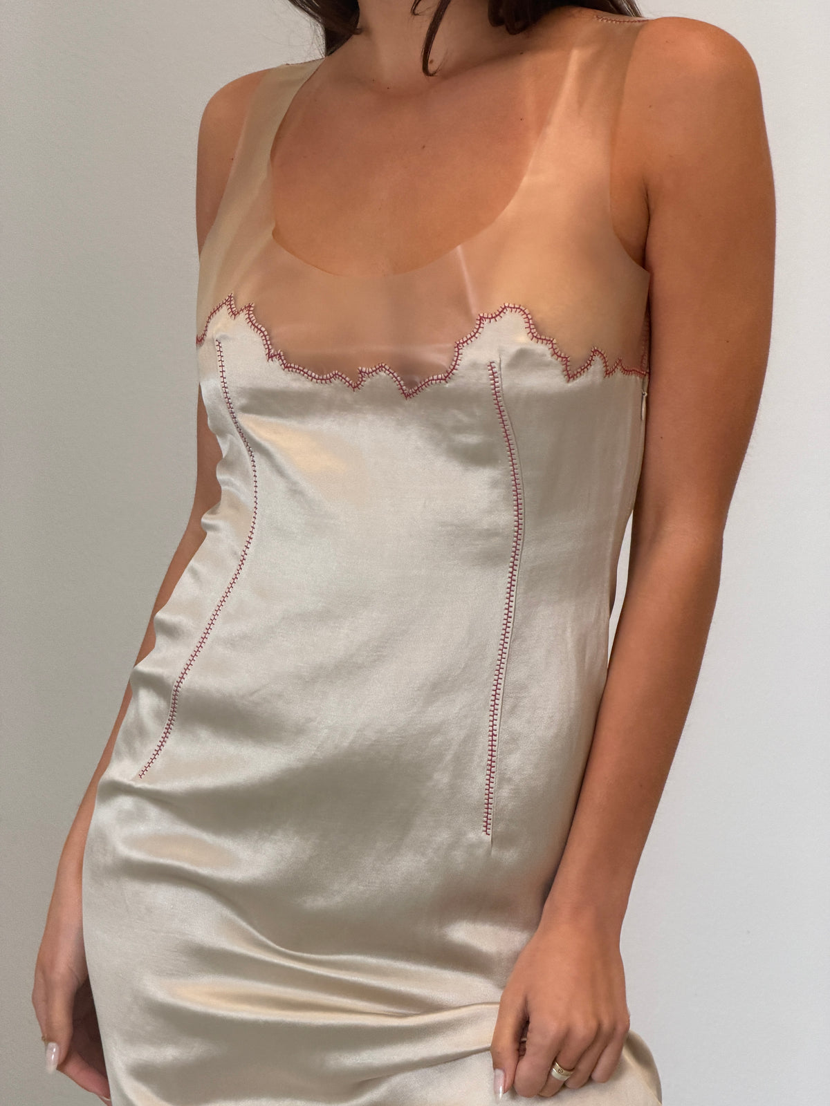 (rare) prada spring summer 1998 runway silk latex midi dress