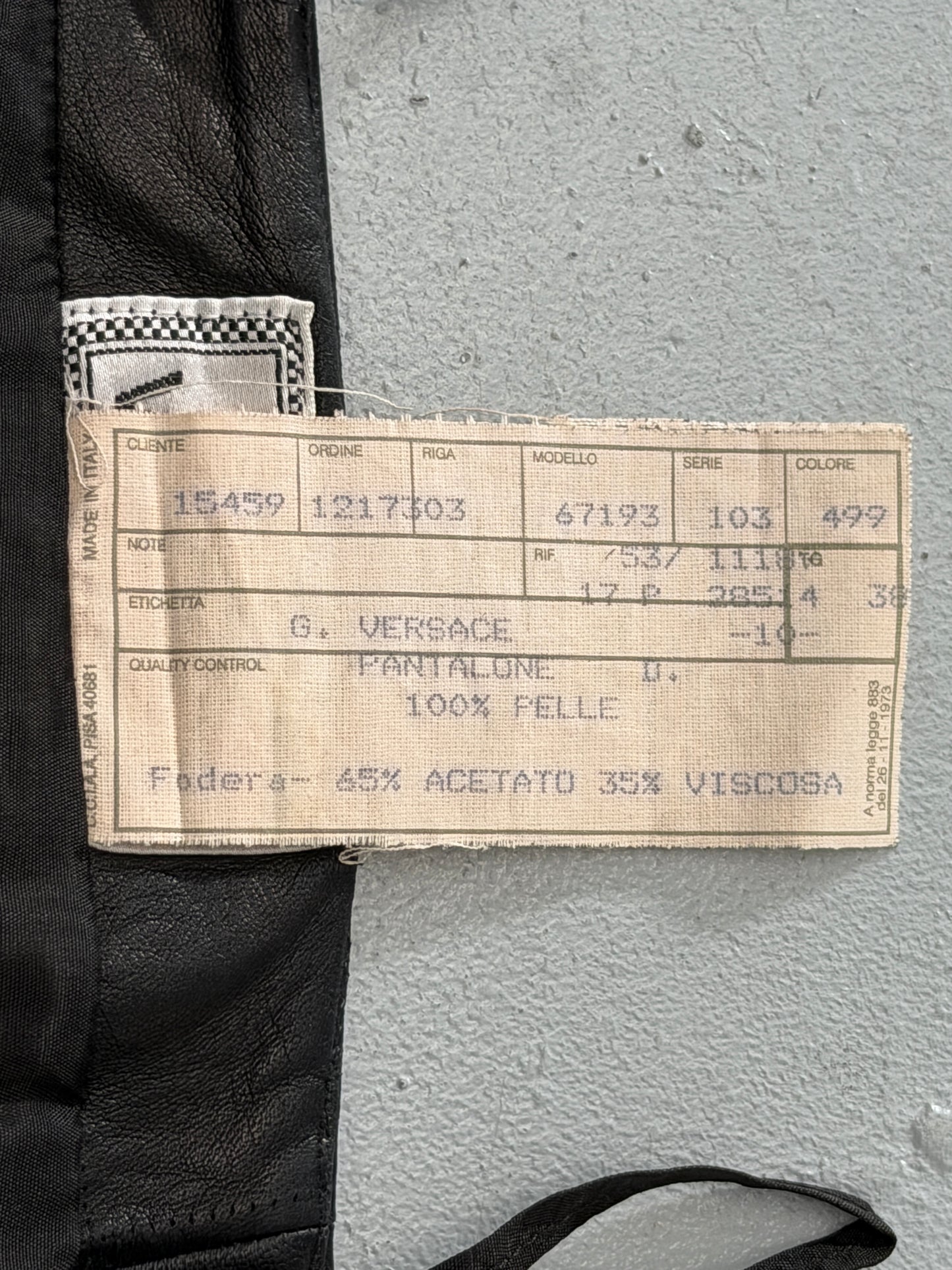 (rare) gianni versace fall 1999 leather butterfly embellished trousers