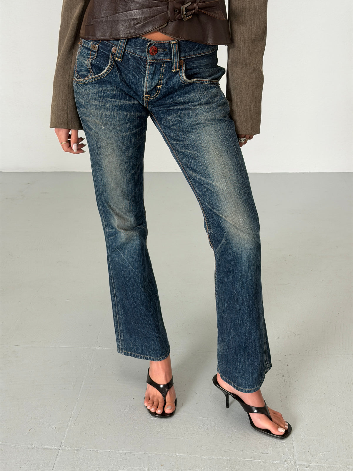 edwin 2000s 503 blue trip indigo flare jeans