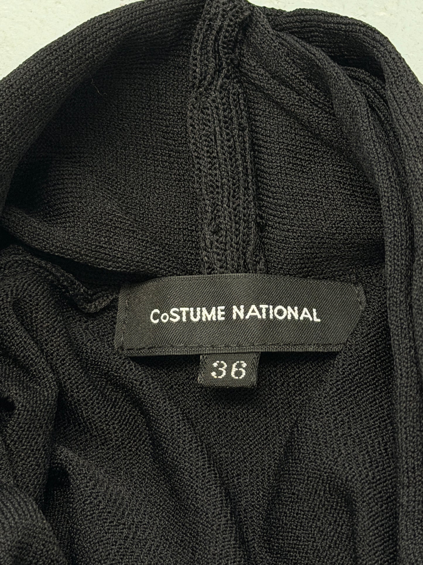 costume national black draped knit top
