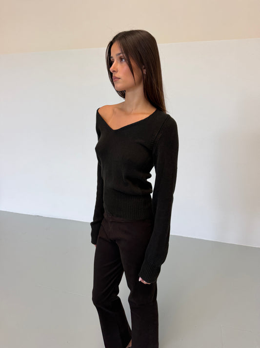 gucci 90s black v-neck knit sweater