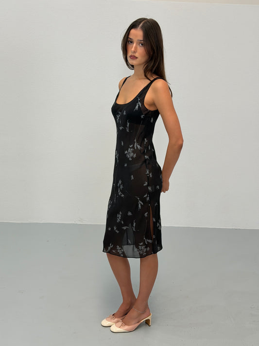 (reserved) dkny 1990s black sheer slip dress