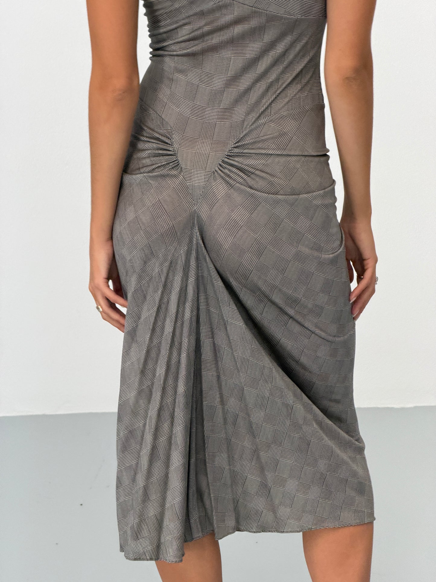 (rare) christian dior spring summer 1999 draped check dress